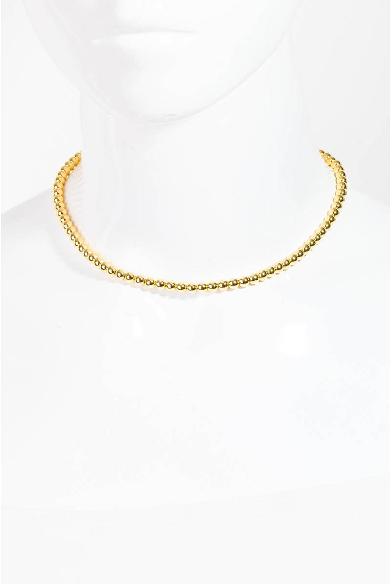 Gold Dipped Ball Beaded Necklace-Necklaces-The Looks by Fame Accessories-Stuffology - Where Vintage Meets Modern, A Boutique for Real Women in Crosbyton, TX