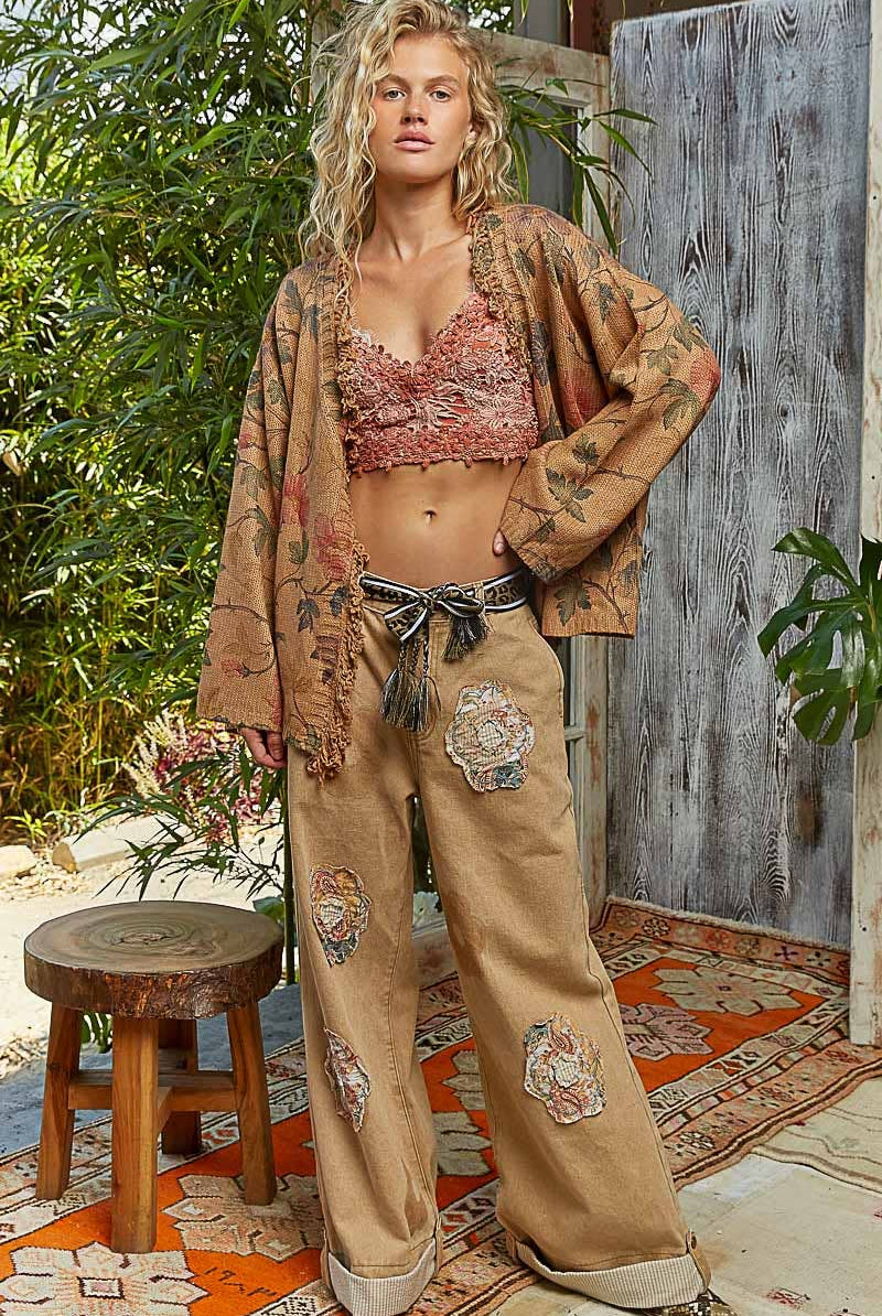 V-neck Long Sleeve Floral Print Sweater Cardigan-Sweater Cardigan-Pol Clothing-Stuffology - Where Vintage Meets Modern, A Boutique for Real Women in Crosbyton, TX