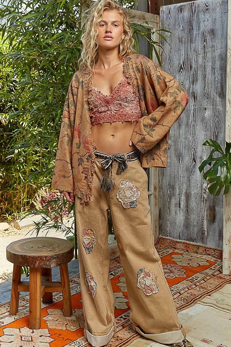 V-neck Long Sleeve Floral Print Sweater Cardigan-Sweater Cardigan-Pol Clothing-Stuffology - Where Vintage Meets Modern, A Boutique for Real Women in Crosbyton, TX