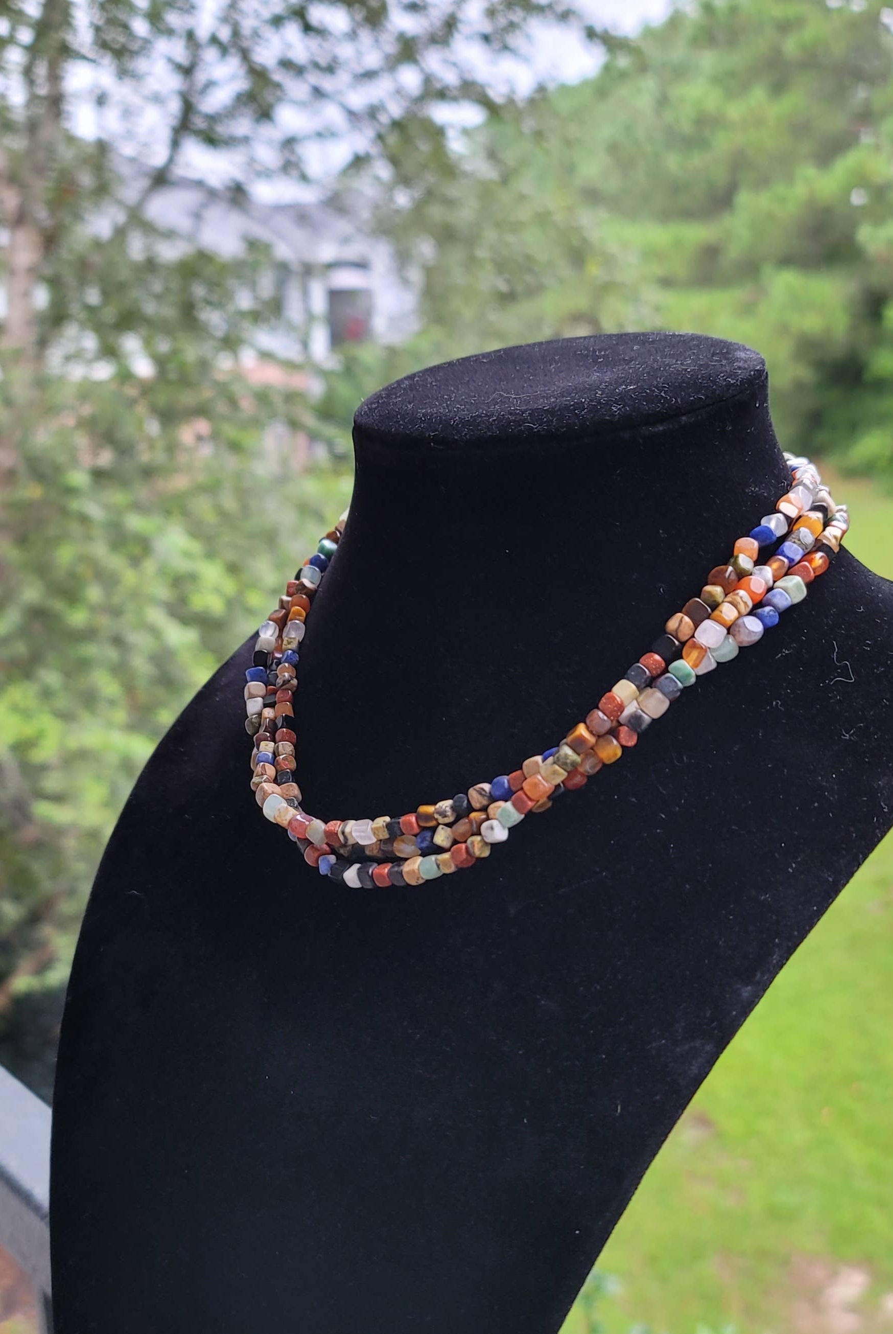 Natural gemstones 3 strand choker Native Southwest handmade-Horse Spirit Studio-Stuffology - Where Vintage Meets Modern, A Boutique for Real Women in Crosbyton, TX