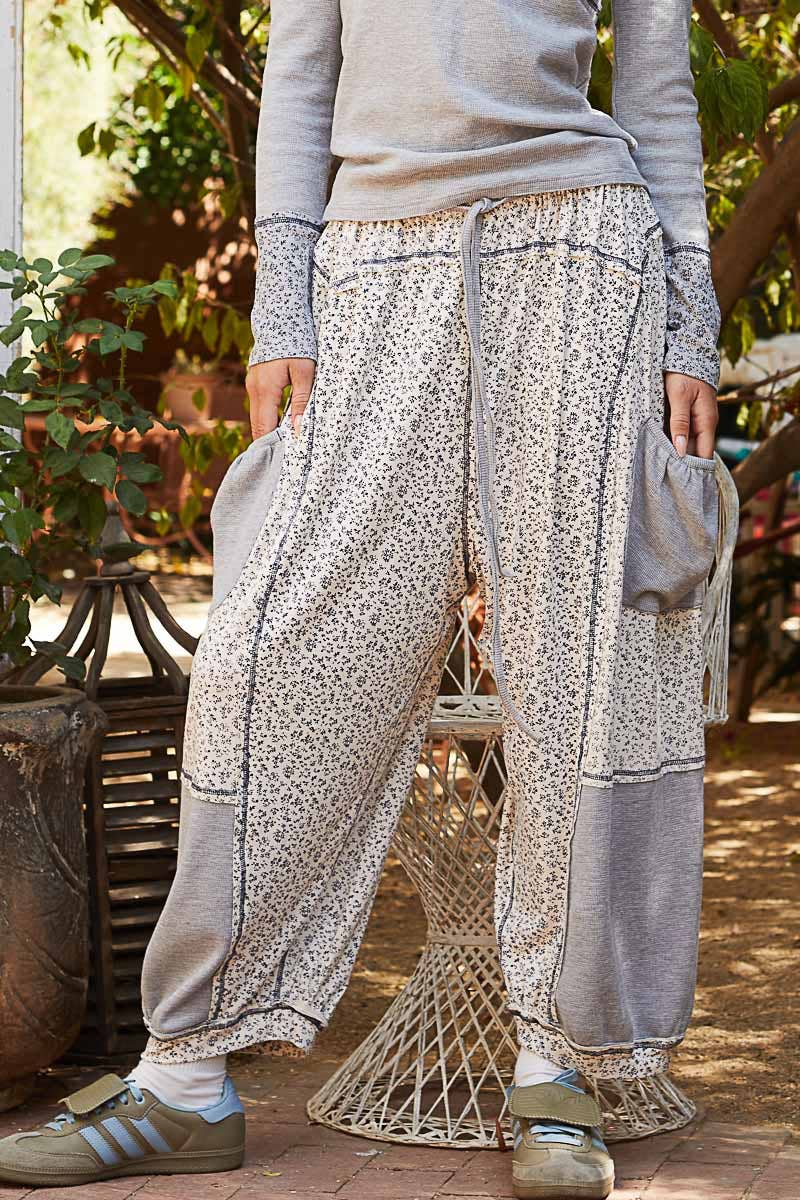 POL Clothing Floral Patch Knit Joggers-Joggers-Pol Clothing-Stuffology - Where Vintage Meets Modern, A Boutique for Real Women in Crosbyton, TX