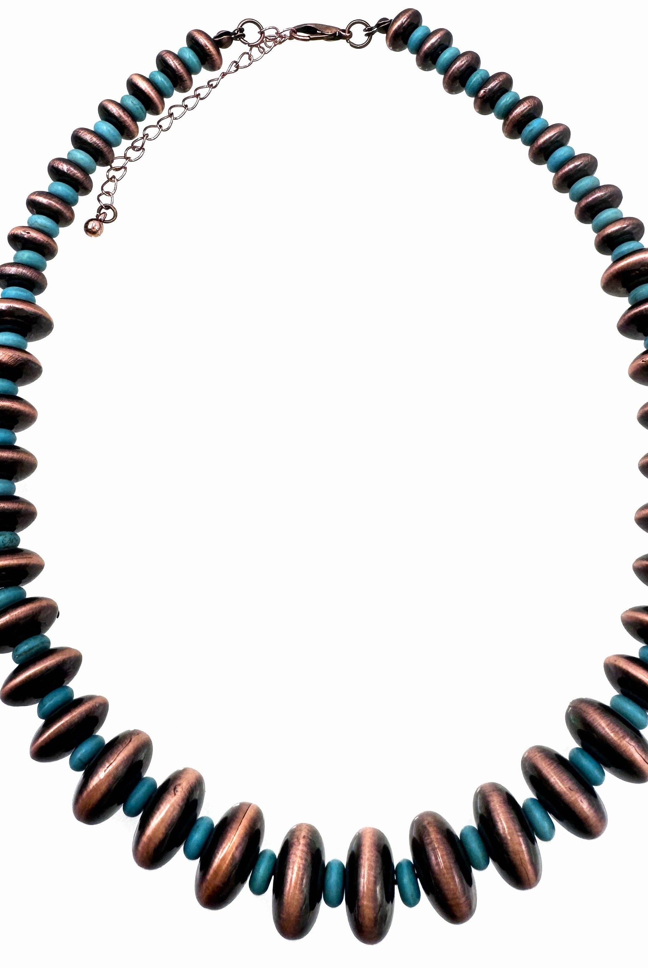Navajo Flat Bead Necklace-Necklaces-Lunar Deer-Stuffology - Where Vintage Meets Modern, A Boutique for Real Women in Crosbyton, TX