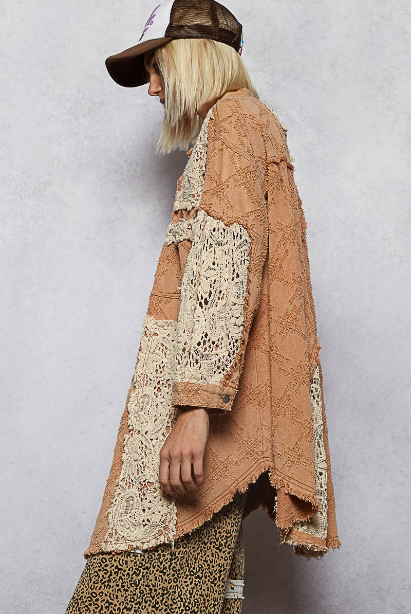 POL Clothing Textured Twill Shacket-Shacket-POL Clothing-Stuffology - Where Vintage Meets Modern, A Boutique for Real Women in Crosbyton, TX