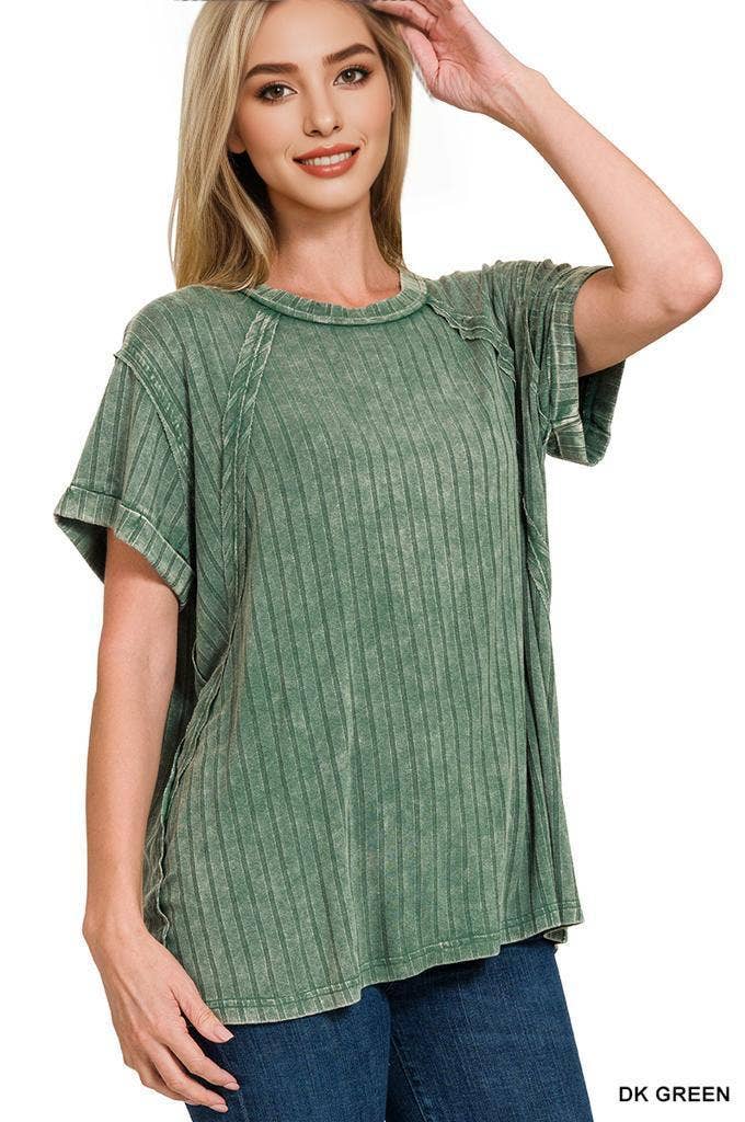 Ribbed Raglan Dolman Sleeve Boat Neck Top-Top-Stuffology Boutique-Stuffology - Where Vintage Meets Modern, A Boutique for Real Women in Crosbyton, TX