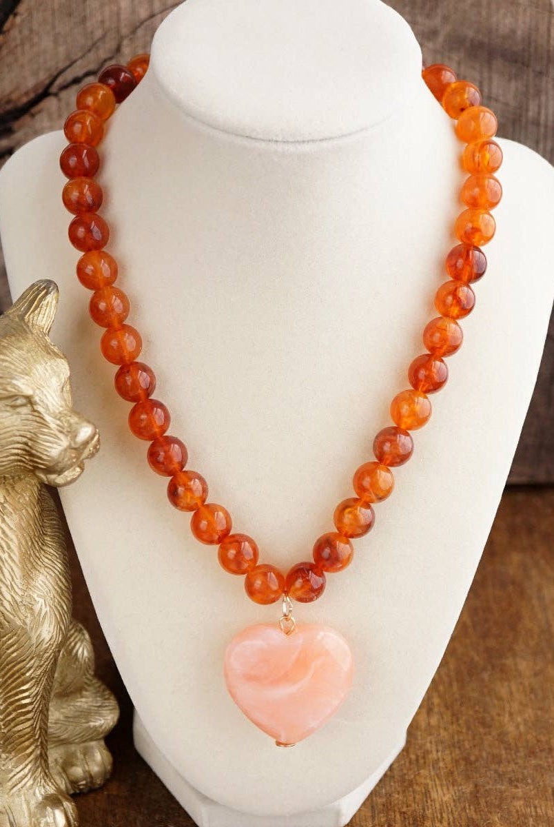 Heart Beaded Necklace-Necklaces-PennyLine inc-Stuffology - Where Vintage Meets Modern, A Boutique for Real Women in Crosbyton, TX