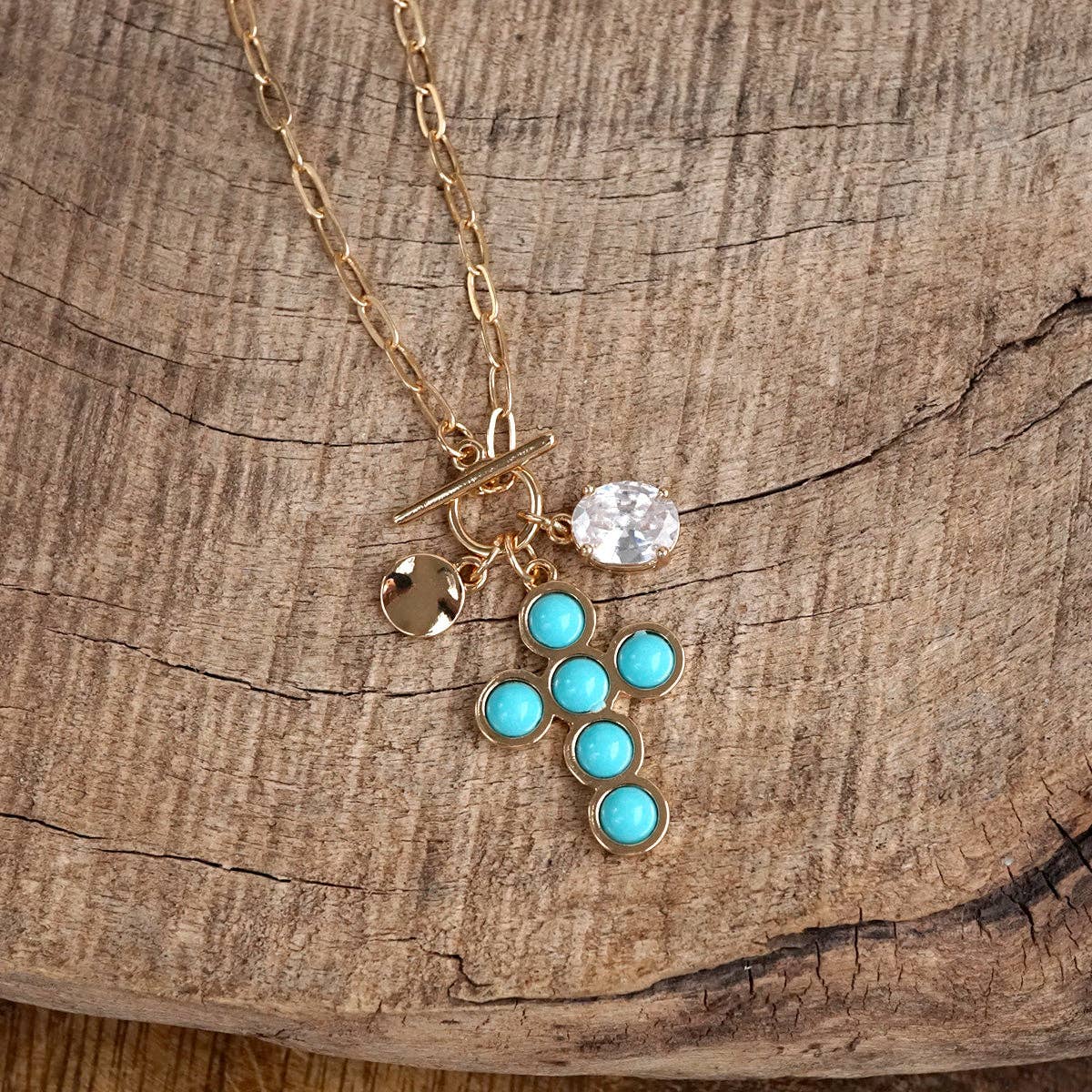 Grace Notes – Dainty Charm Cluster Necklace on Paperclip Chain-Necklaces-PennyLine inc-Stuffology - Where Vintage Meets Modern, A Boutique for Real Women in Crosbyton, TX