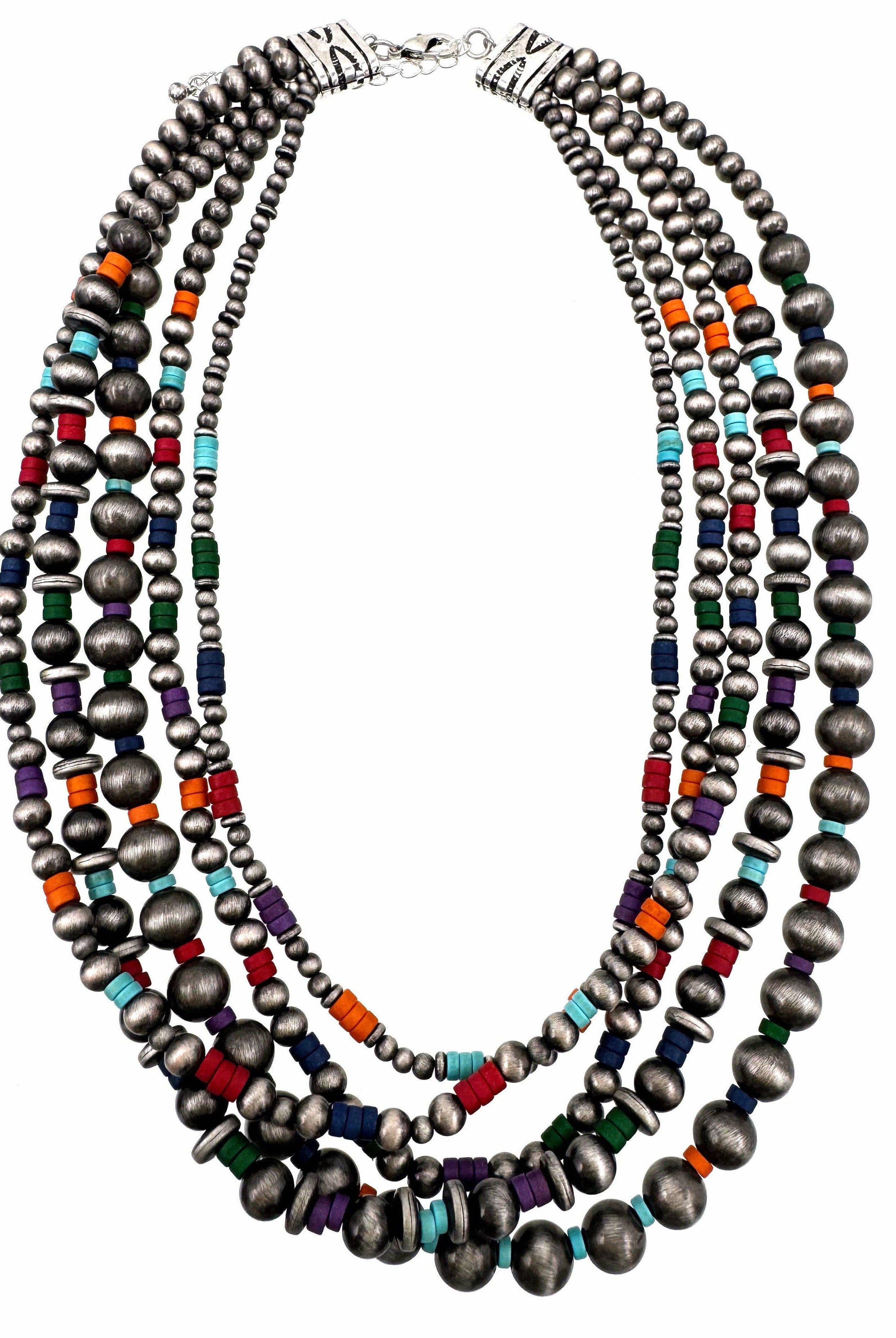 Western Multicolor Navajo Beads Chunky 18" Necklace-Necklaces-Lunar Deer-Stuffology - Where Vintage Meets Modern, A Boutique for Real Women in Crosbyton, TX