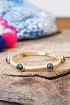 Jeweled Golden Bangle with semi precious stone dots-Bracelets-PennyLine inc-Stuffology - Where Vintage Meets Modern, A Boutique for Real Women in Crosbyton, TX