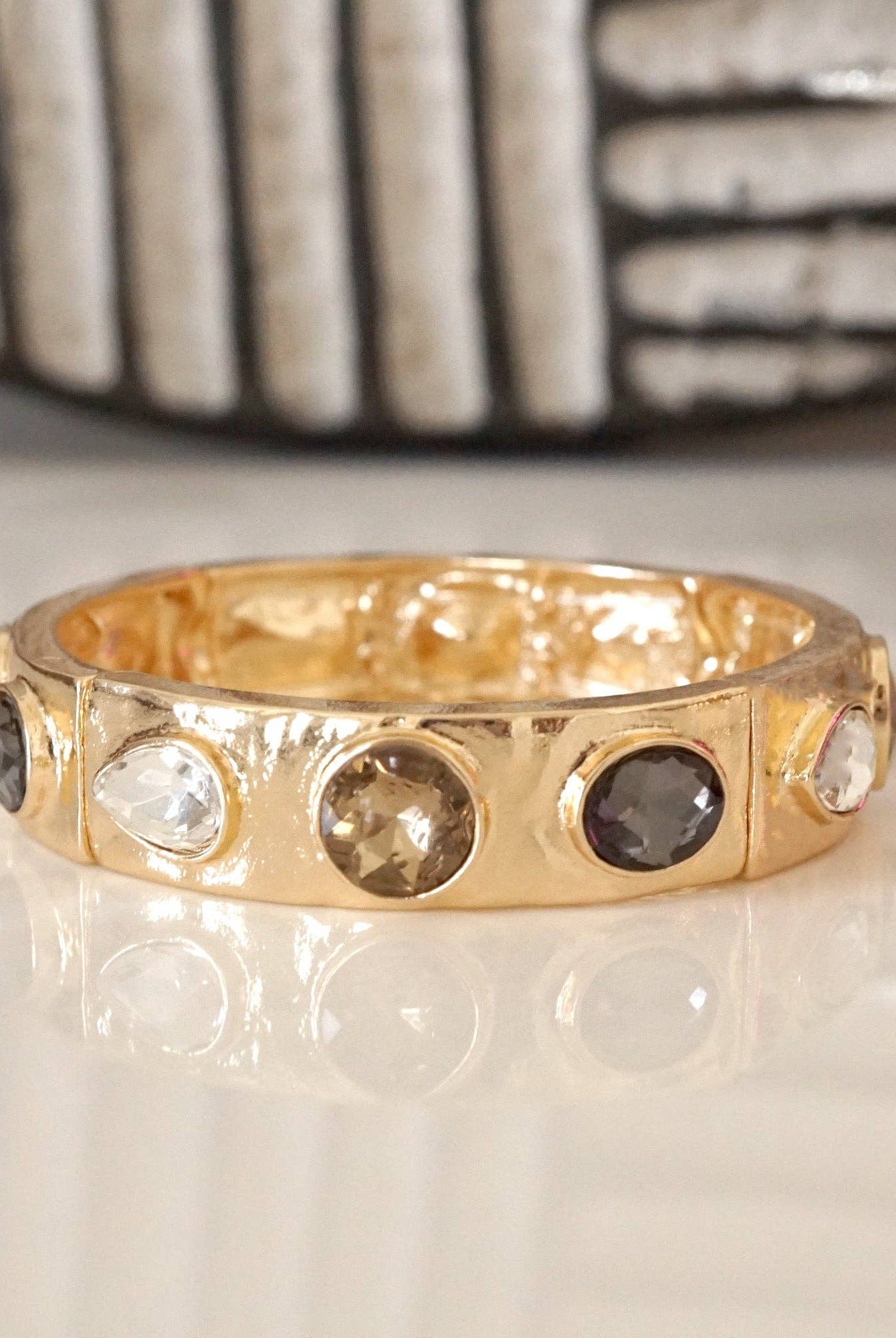 Sparkly Crystal Stretch Bangles – Gold Tone with Color Options-Bracelets-PennyLine inc-Stuffology - Where Vintage Meets Modern, A Boutique for Real Women in Crosbyton, TX