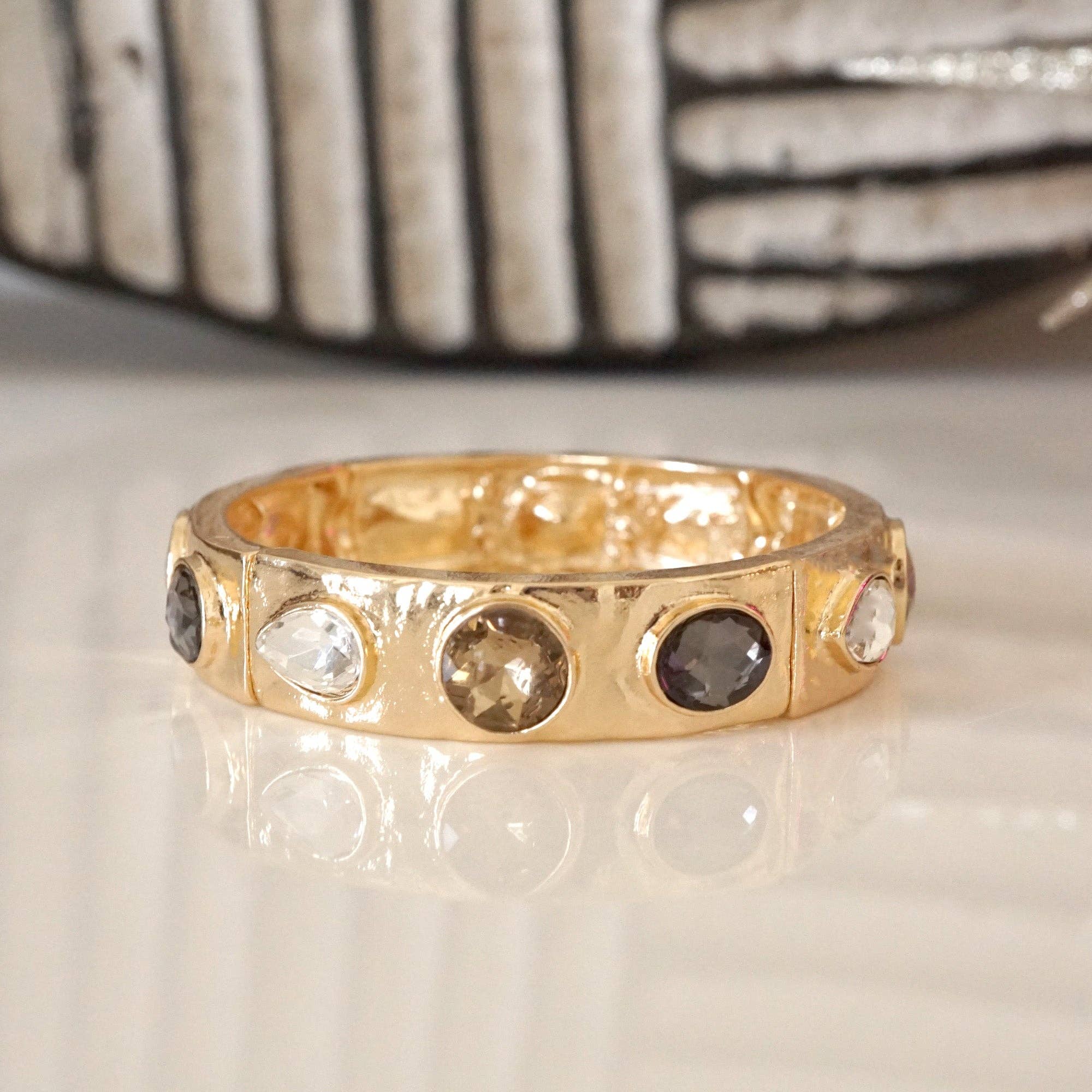 Sparkly Crystal Stretch Bangles – Gold Tone with Color Options-Bracelets-PennyLine inc-Stuffology - Where Vintage Meets Modern, A Boutique for Real Women in Crosbyton, TX