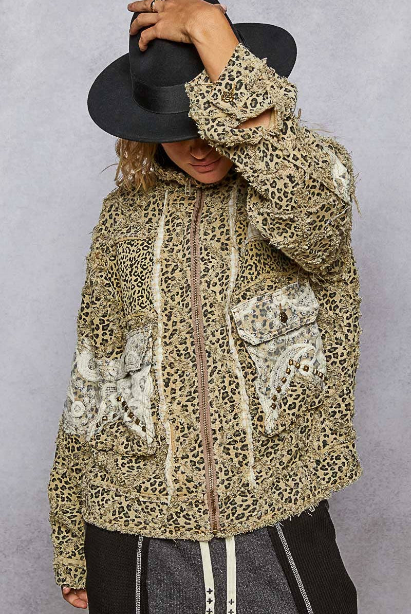 POL Clothing - Long sleeve textured woven lace patchwork jacket-Jackets-Pol Clothing-Stuffology - Where Vintage Meets Modern, A Boutique for Real Women in Crosbyton, TX