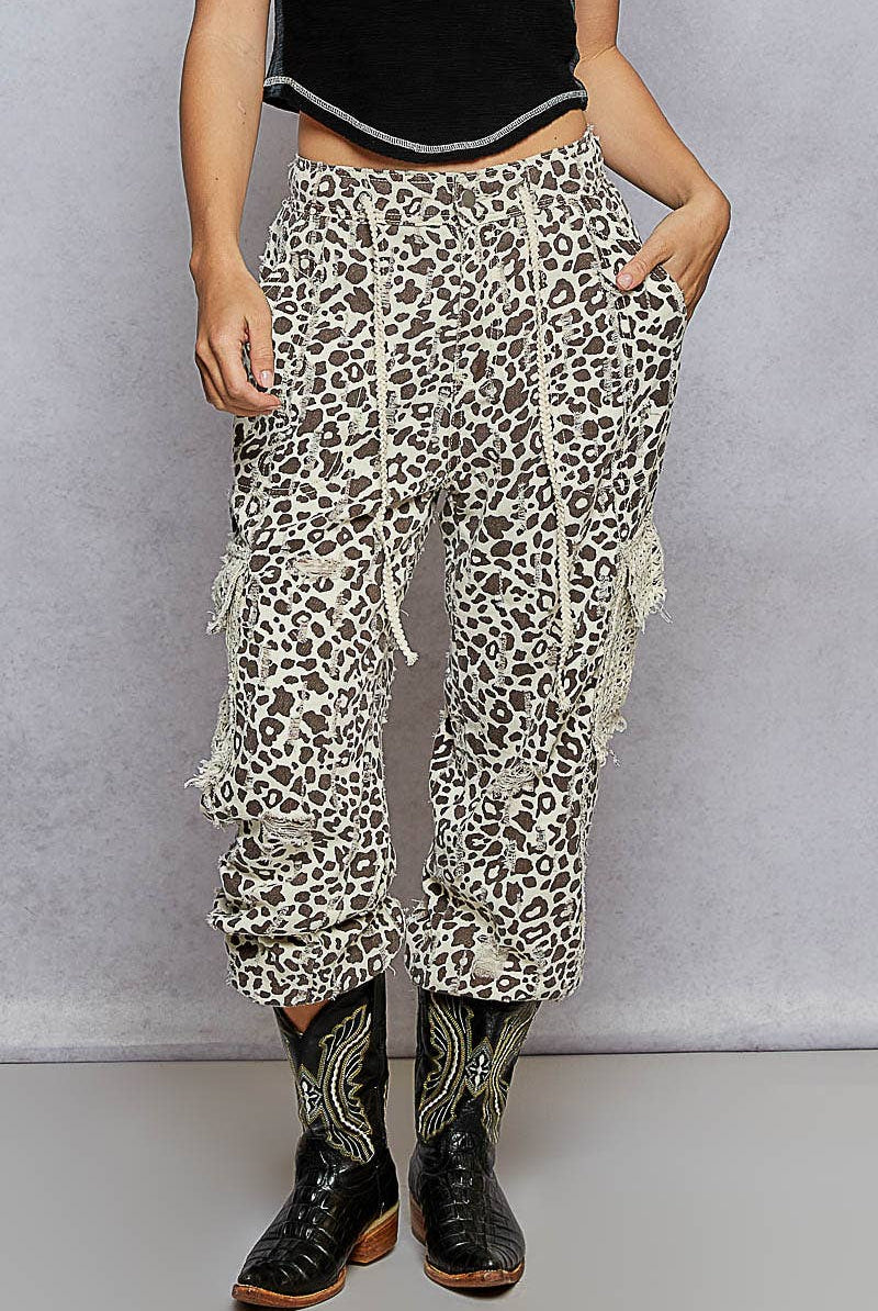 POL Clothing Leopard Tie Waistband Cargo Pockets Joggers-pants-Pol Clothing-Stuffology - Where Vintage Meets Modern, A Boutique for Real Women in Crosbyton, TX