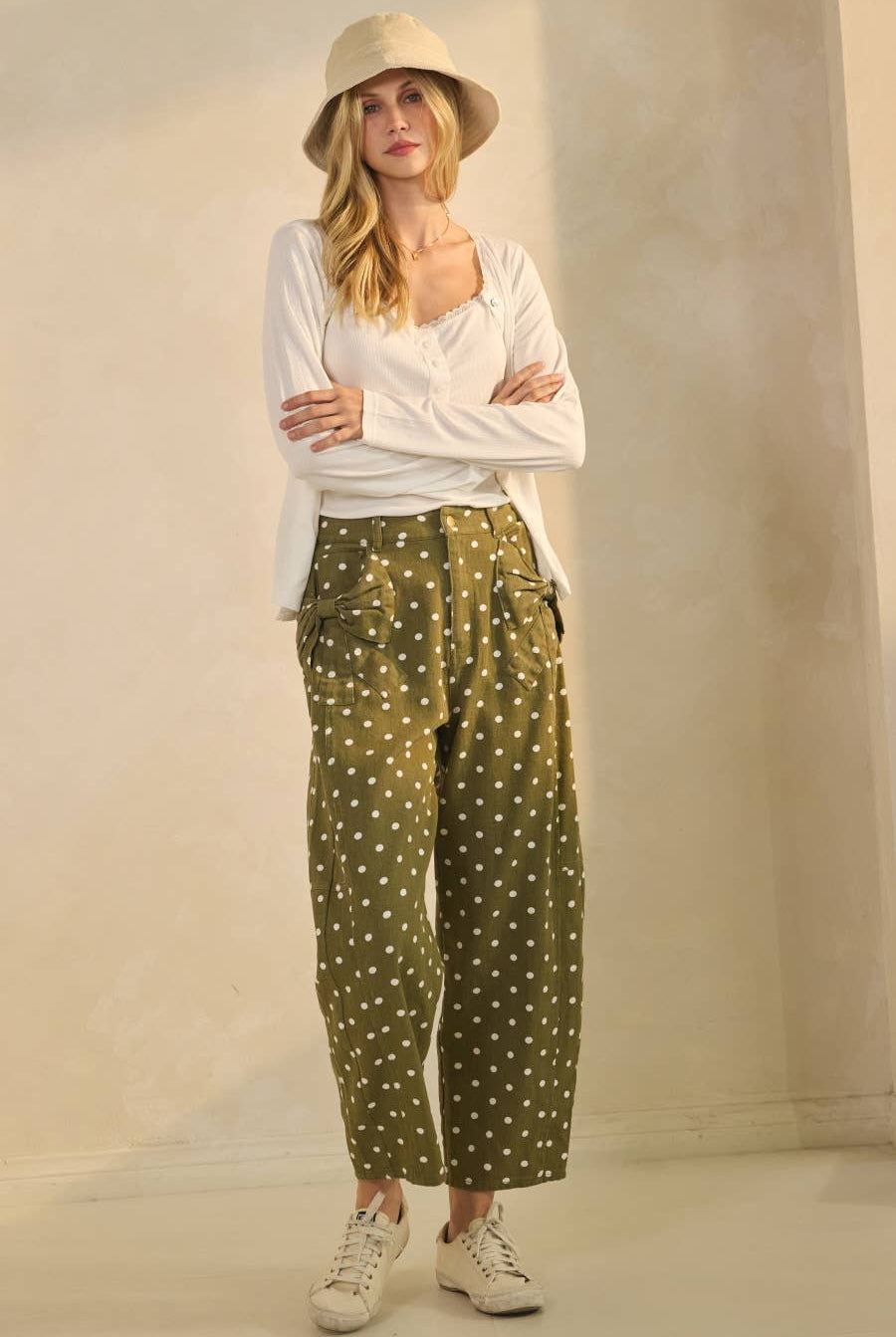 High-rise Printed Black Polka Dot Denim Pants-Jeans-Oddi-Stuffology - Where Vintage Meets Modern, A Boutique for Real Women in Crosbyton, TX