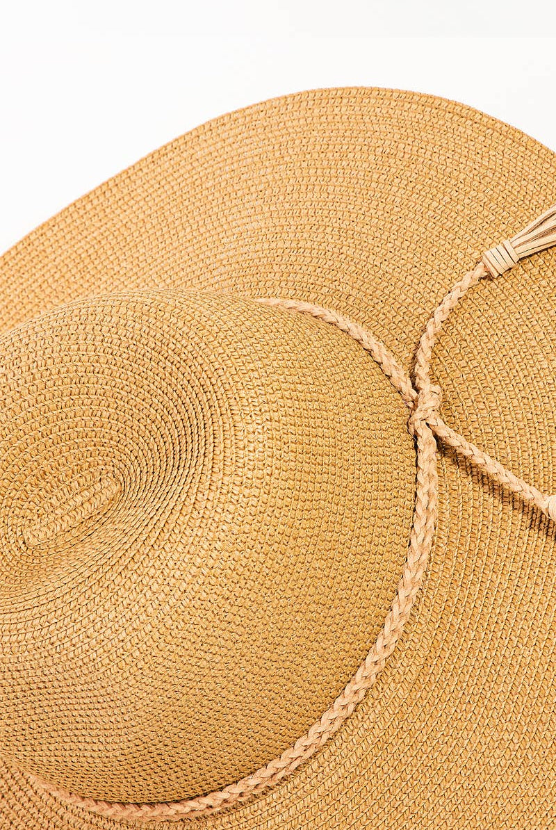 Straw Braided Rope Strap Sun Hat-The Looks by Fame Accessories-Stuffology - Where Vintage Meets Modern, A Boutique for Real Women in Crosbyton, TX