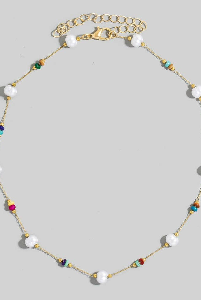 Dainty Chain Bead Station Necklace-Necklaces-The Looks by Fame Accessories-Stuffology - Where Vintage Meets Modern, A Boutique for Real Women in Crosbyton, TX