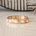 Classic Golden Stretchy Bangles – Pearl or Turquoise Accents-Bracelets-PennyLine inc-Stuffology - Where Vintage Meets Modern, A Boutique for Real Women in Crosbyton, TX