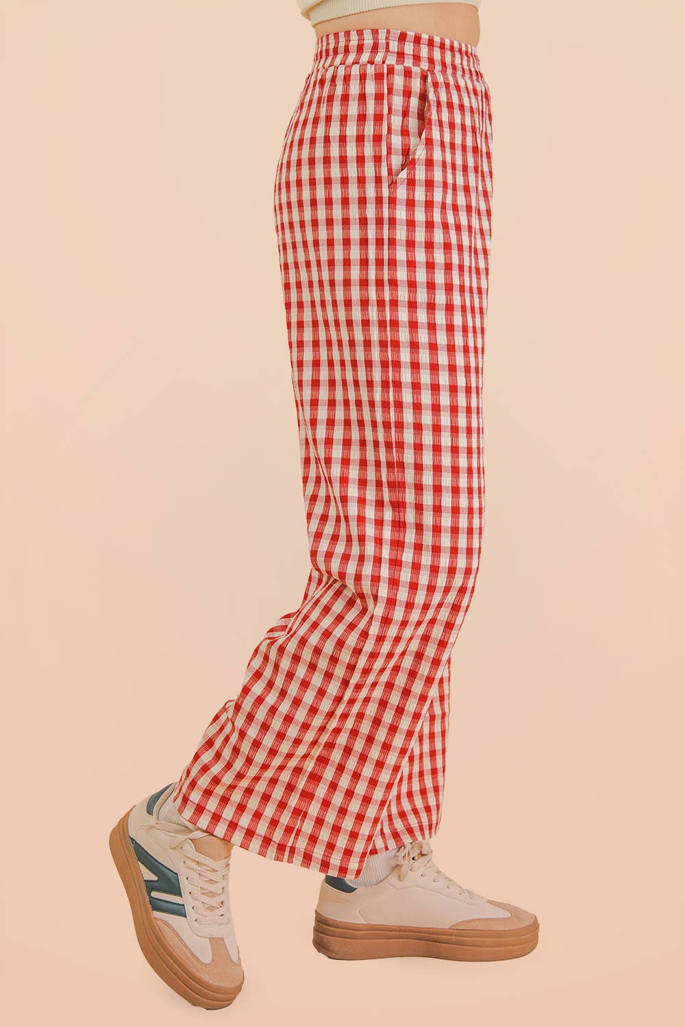 Elastic Waist Checkered Casual Pants-Pants-VERY J-Stuffology - Where Vintage Meets Modern, A Boutique for Real Women in Crosbyton, TX