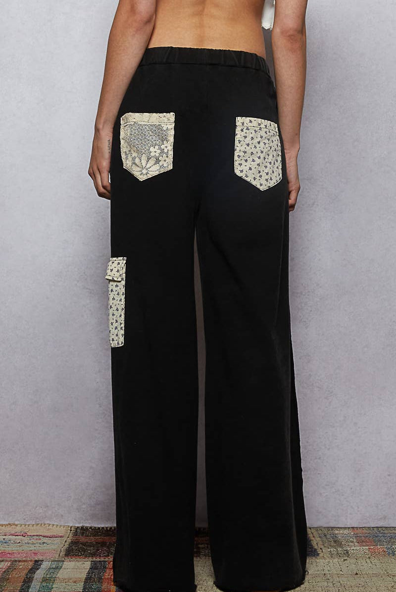 Star Patch Adjustable Waist Band Casual Pants-Pants-Pol Clothing-Stuffology - Where Vintage Meets Modern, A Boutique for Real Women in Crosbyton, TX