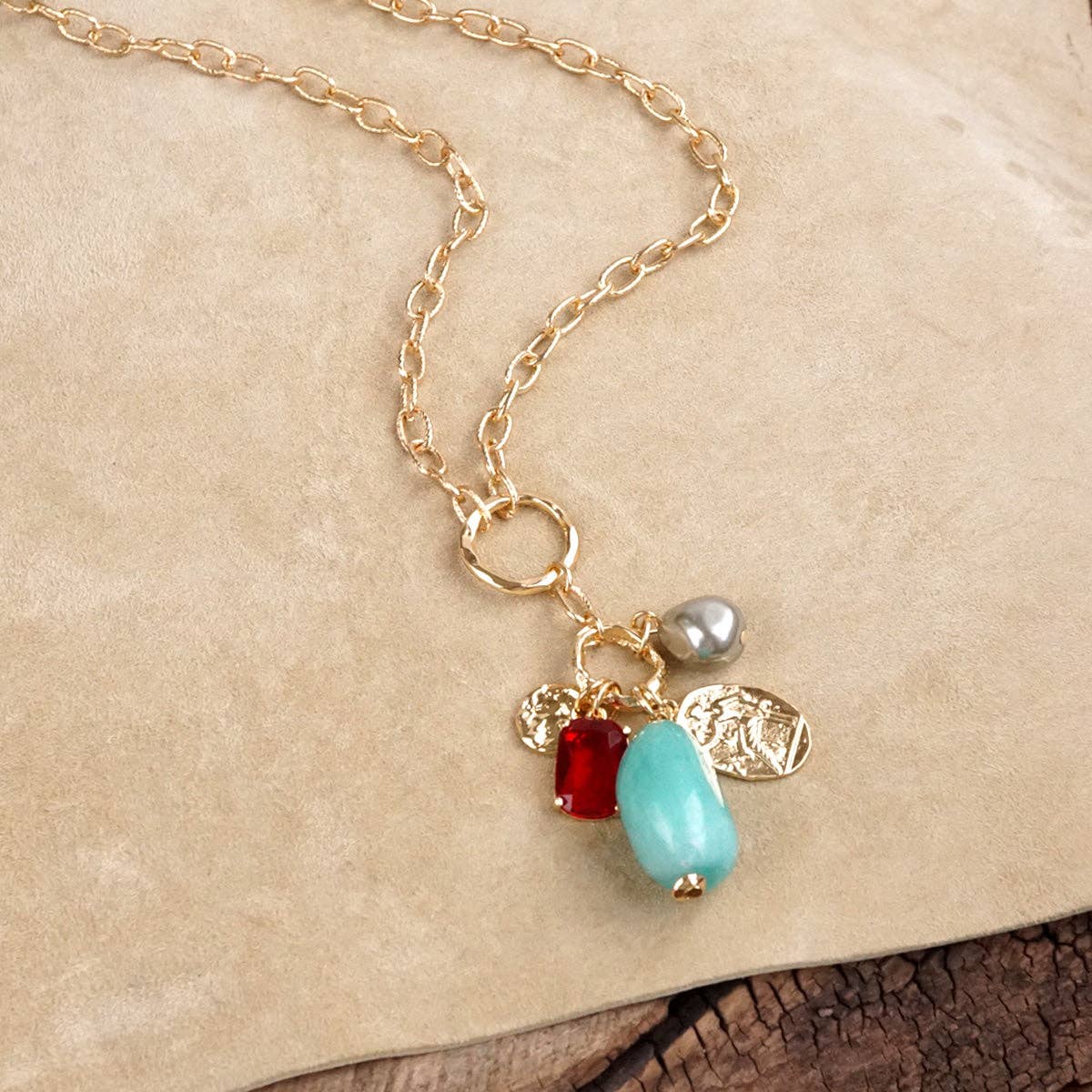 Desert Bloom – Long Cluster Charm Necklace-Necklaces-PennyLine inc-Stuffology - Where Vintage Meets Modern, A Boutique for Real Women in Crosbyton, TX
