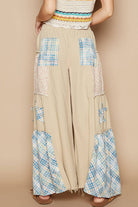 Star patch detail solid chambray wide pants-Pants-Pol Clothing-Stuffology - Where Vintage Meets Modern, A Boutique for Real Women in Crosbyton, TX