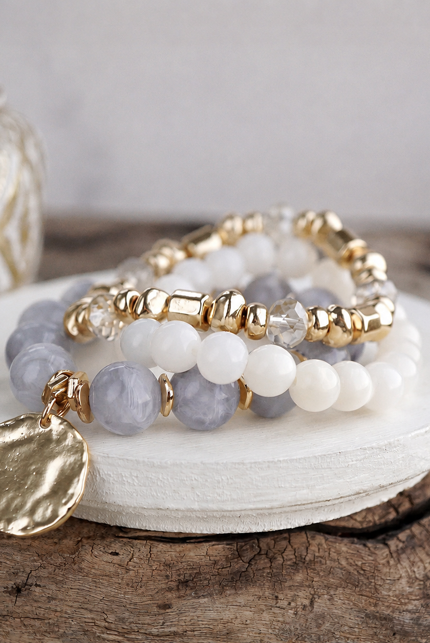 Gilded Sorbet Stack – Set of 3 Stretchy Beaded Summer Bracelets-Bracelets-PennyLine inc-Stuffology - Where Vintage Meets Modern, A Boutique for Real Women in Crosbyton, TX