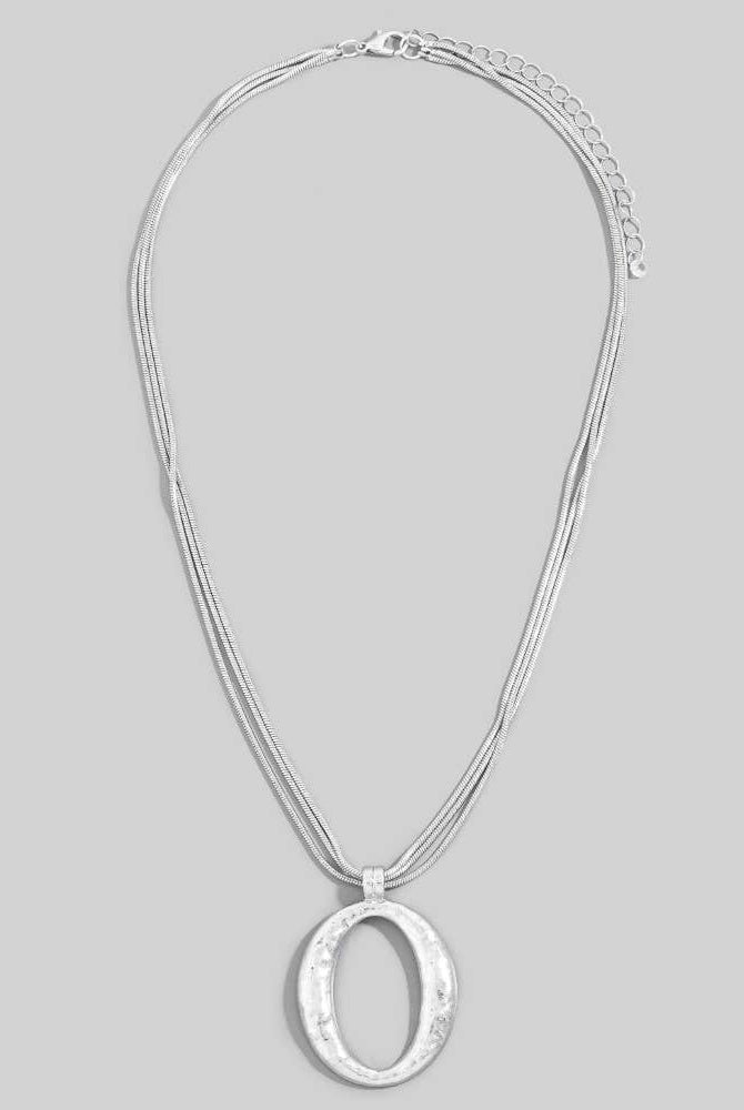 Matte Hammered Gold Oval Pendant Layered Chains Necklace-The Looks by Fame Accessories-Stuffology - Where Vintage Meets Modern, A Boutique for Real Women in Crosbyton, TX