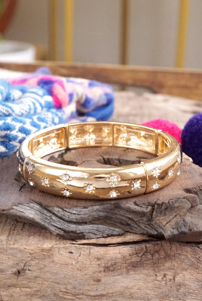 Gold-Tone Eternity Stretch Bangle – Pearls, Turquoise, or Crystals-Bracelets-PennyLine inc-Stuffology - Where Vintage Meets Modern, A Boutique for Real Women in Crosbyton, TX