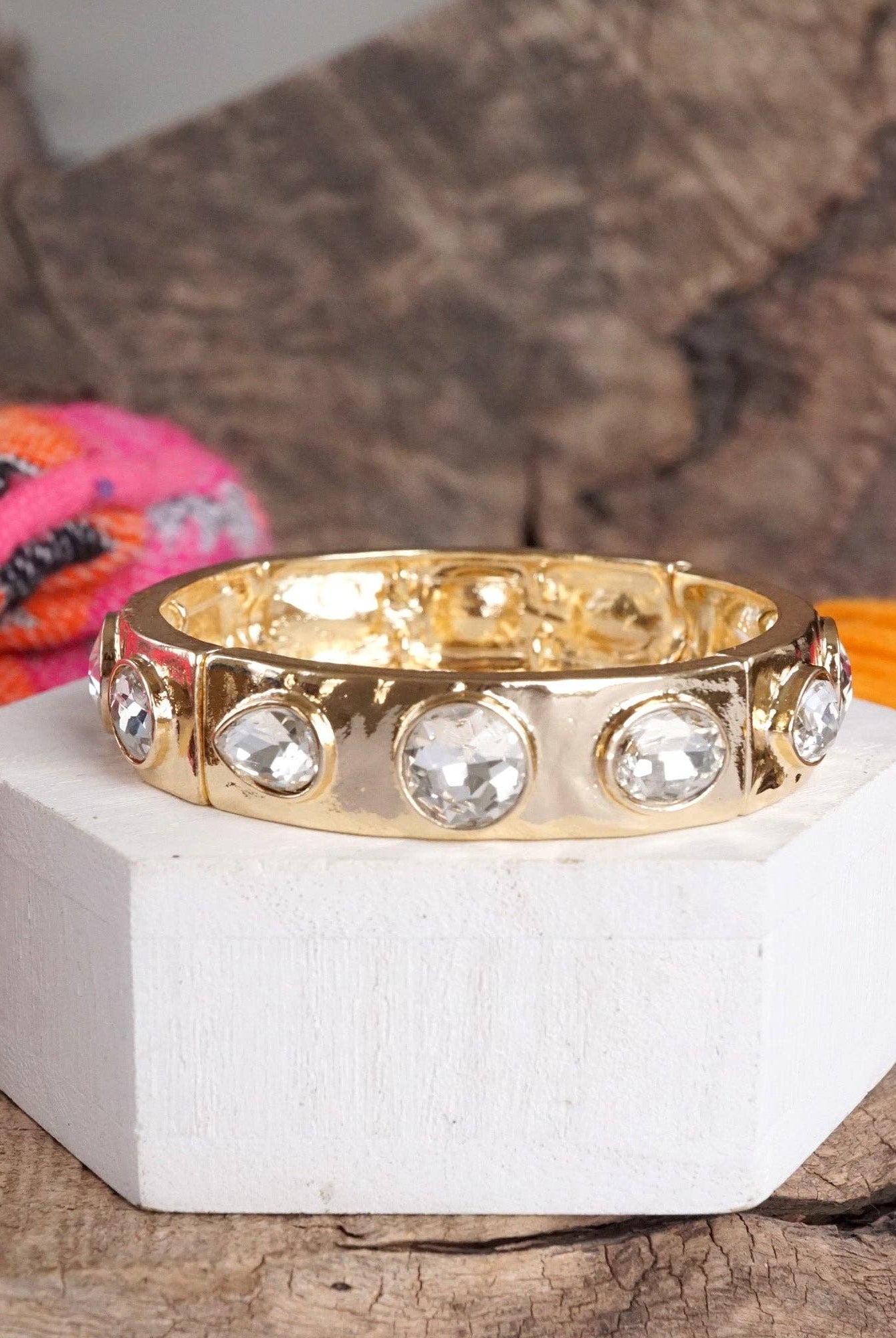 Sparkly Crystal Stretch Bangles – Gold Tone with Color Options-Bracelets-PennyLine inc-Stuffology - Where Vintage Meets Modern, A Boutique for Real Women in Crosbyton, TX