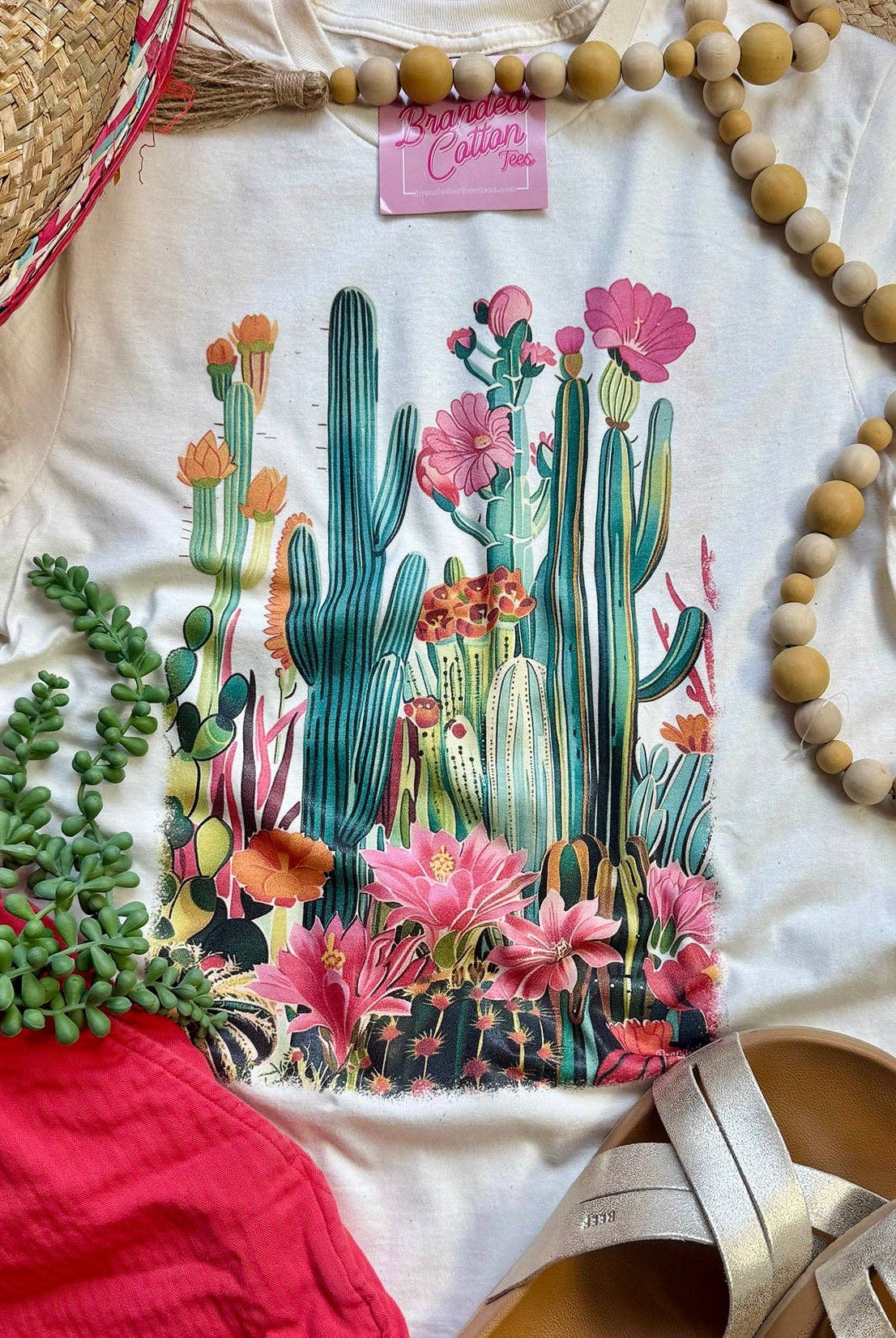 Blooming Cactus-Graphic Tees-Branded Cotton-Stuffology - Where Vintage Meets Modern, A Boutique for Real Women in Crosbyton, TX