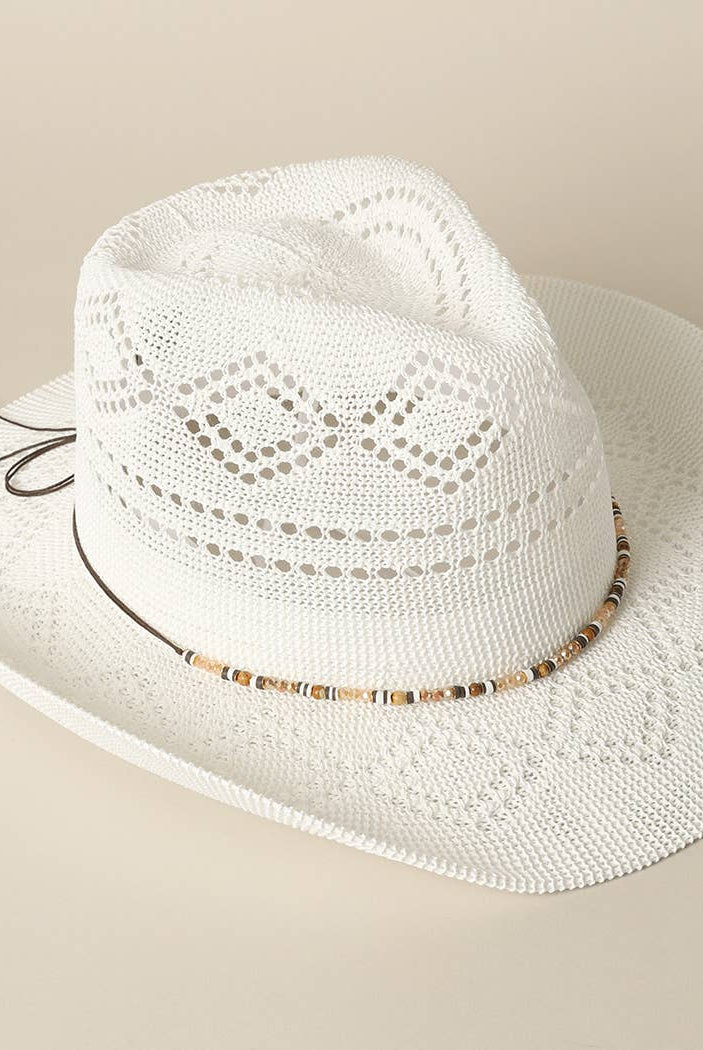 White Sands Beaded Cowboy Hat-Hats-Fashion City-Stuffology - Where Vintage Meets Modern, A Boutique for Real Women in Crosbyton, TX
