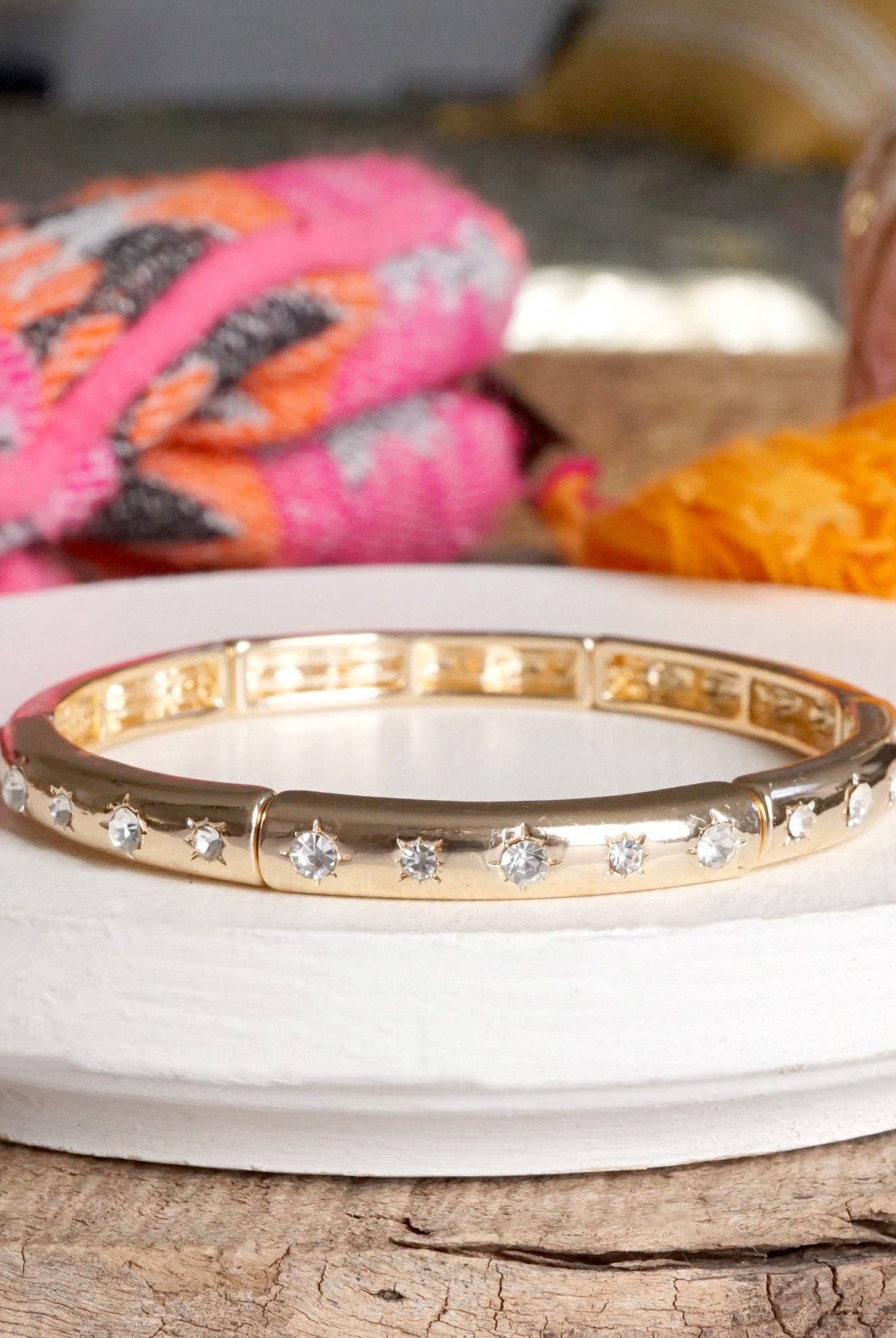 Gold-Tone Eternity Stretch Bangle – Pearls, Turquoise, or Crystals-Bracelets-PennyLine inc-Stuffology - Where Vintage Meets Modern, A Boutique for Real Women in Crosbyton, TX