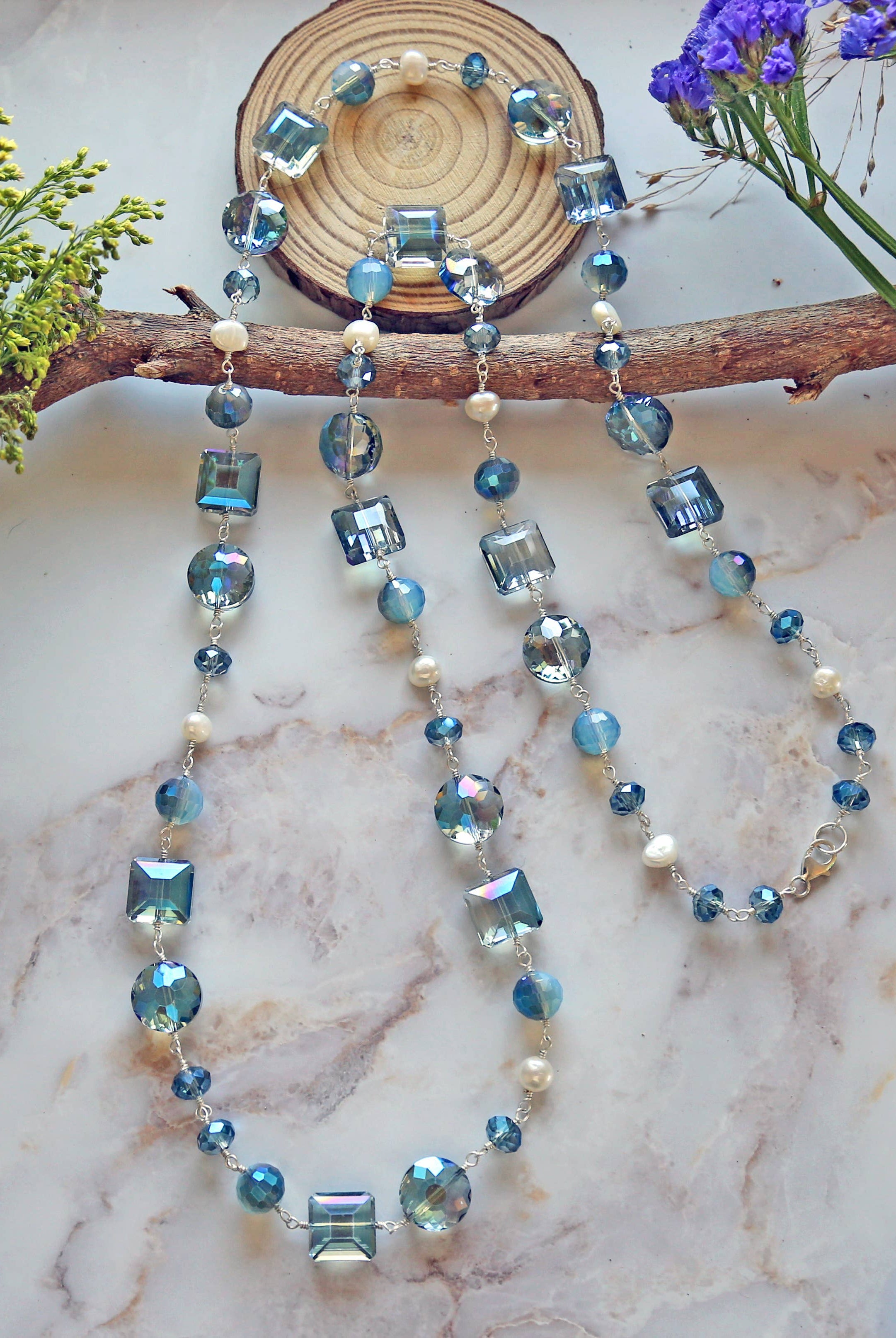 Crystal and Pearl Necklace-IST Jewelry-Stuffology - Where Vintage Meets Modern, A Boutique for Real Women in Crosbyton, TX
