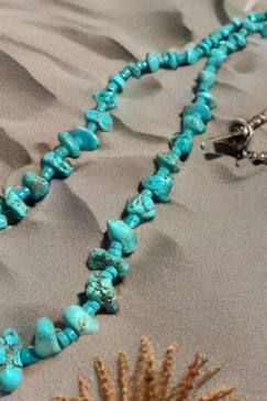 Blue Turquoise nugget 22 inch necklace with turquoise Heishi-necklace-Horse Spirit Studio-Stuffology - Where Vintage Meets Modern, A Boutique for Real Women in Crosbyton, TX