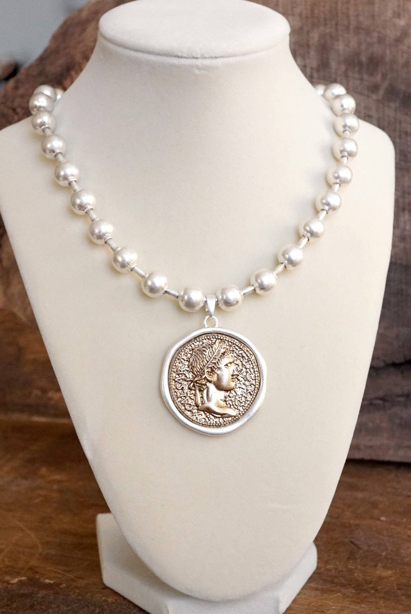Coin Chunky Ball Chain Statement Necklace – Gold and Silver Tone-Necklaces-PennyLine inc-Stuffology - Where Vintage Meets Modern, A Boutique for Real Women in Crosbyton, TX