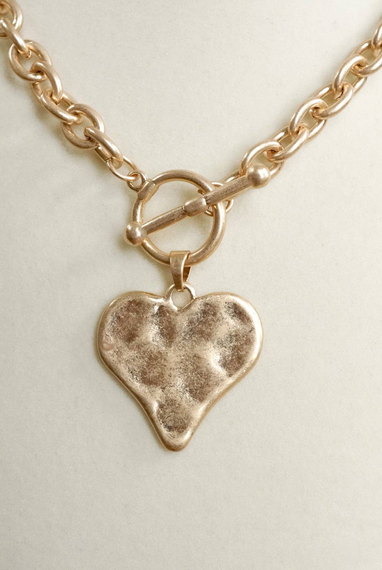 Boho Hammered Heart Front Toggle Necklace – Rustic Gold or Silver-Necklaces-PennyLine inc-Stuffology - Where Vintage Meets Modern, A Boutique for Real Women in Crosbyton, TX