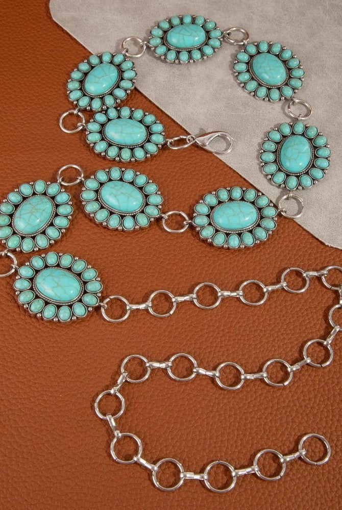 Western Oval Concho Disc Chain Belt-BELT-The Looks by Fame Accessories-Stuffology - Where Vintage Meets Modern, A Boutique for Real Women in Crosbyton, TX
