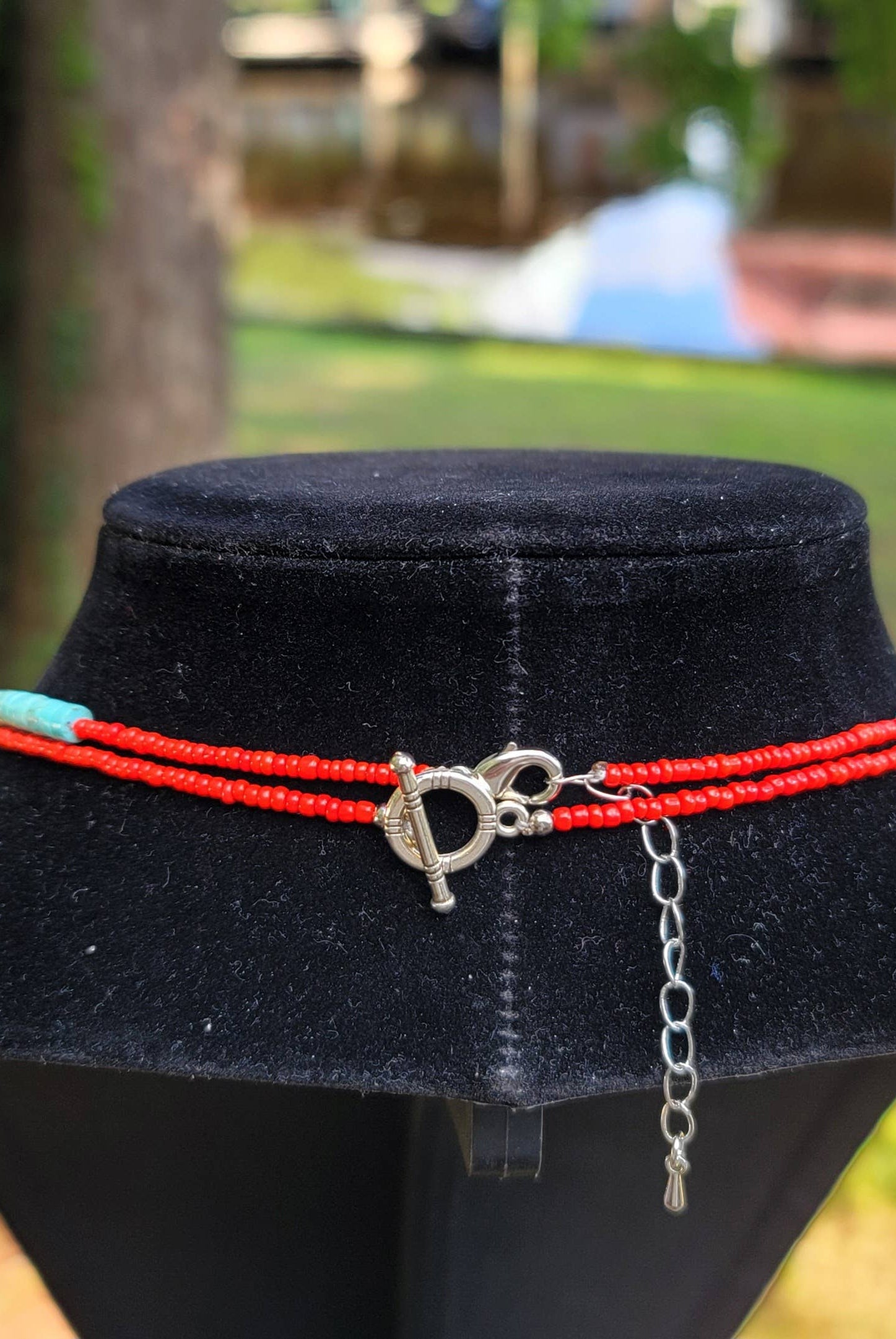 Case of 2 Turquoise, red glass bead necklaces, Native made-Necklaces-Horse Spirit Studio-Stuffology - Where Vintage Meets Modern, A Boutique for Real Women in Crosbyton, TX