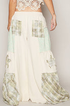 Star patch detail solid chambray wide pants-Pants-Pol Clothing-Stuffology - Where Vintage Meets Modern, A Boutique for Real Women in Crosbyton, TX