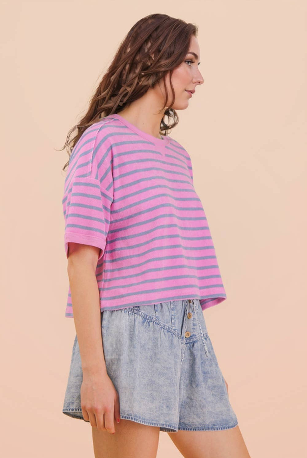 Oversized Stripe Casual Comfy Knit Top-TOP-VERY J-Stuffology - Where Vintage Meets Modern, A Boutique for Real Women in Crosbyton, TX