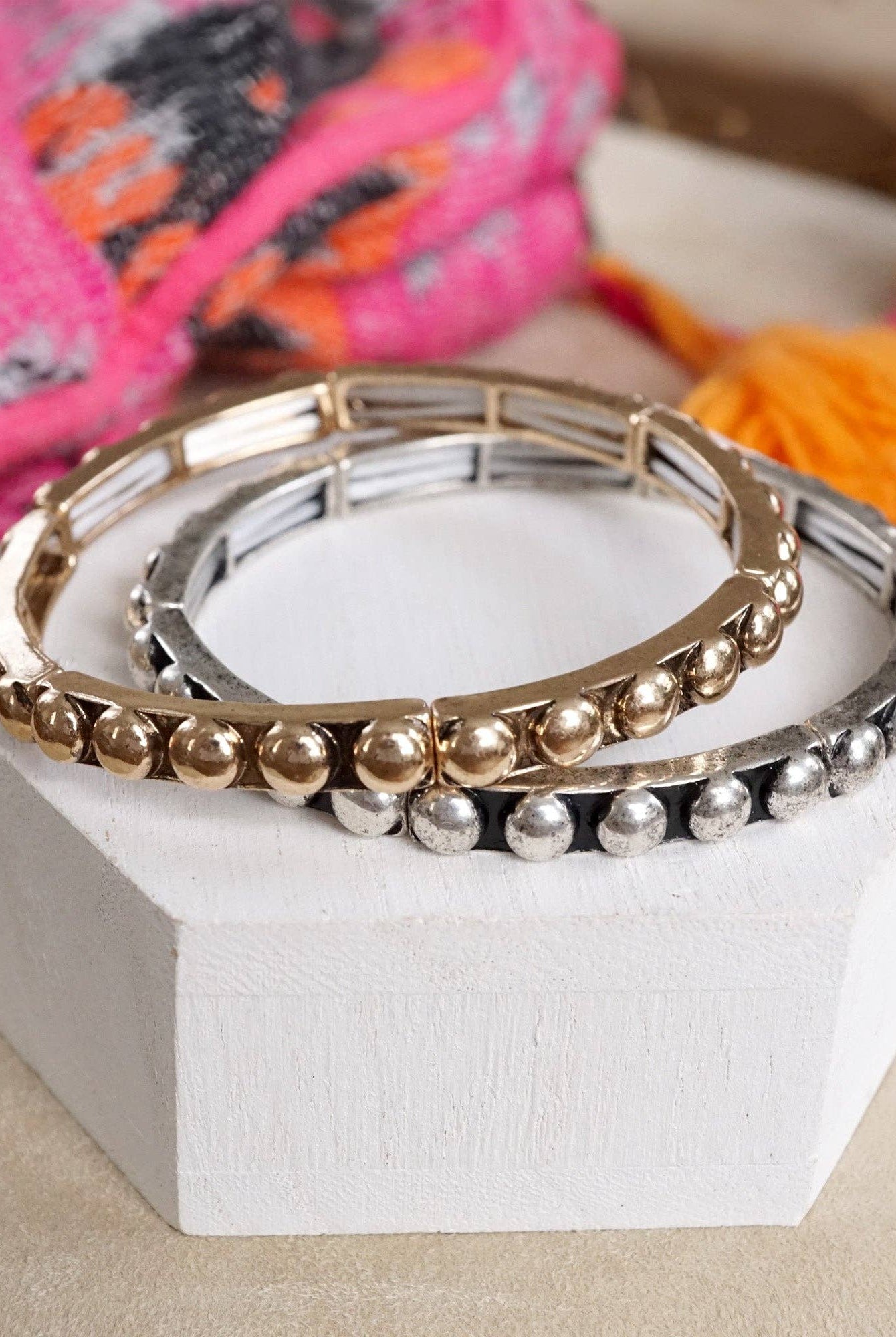 Western Bubble Bangle Bracelets – Worn Gold or Silver Tone-Bracelets-PennyLine inc-Stuffology - Where Vintage Meets Modern, A Boutique for Real Women in Crosbyton, TX