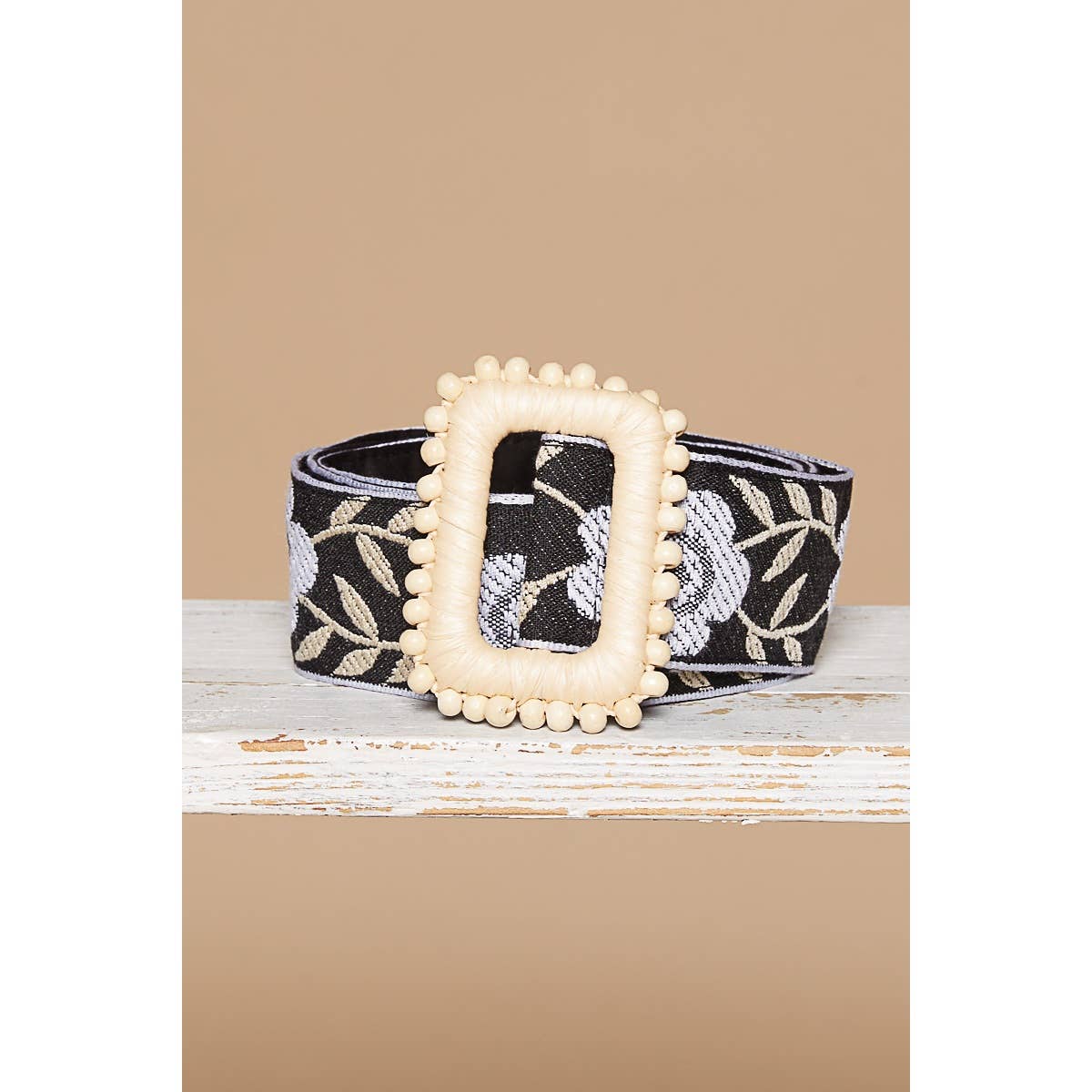 Floral Print Square Buckle Belt-BELT-Pol Clothing-Stuffology - Where Vintage Meets Modern, A Boutique for Real Women in Crosbyton, TX