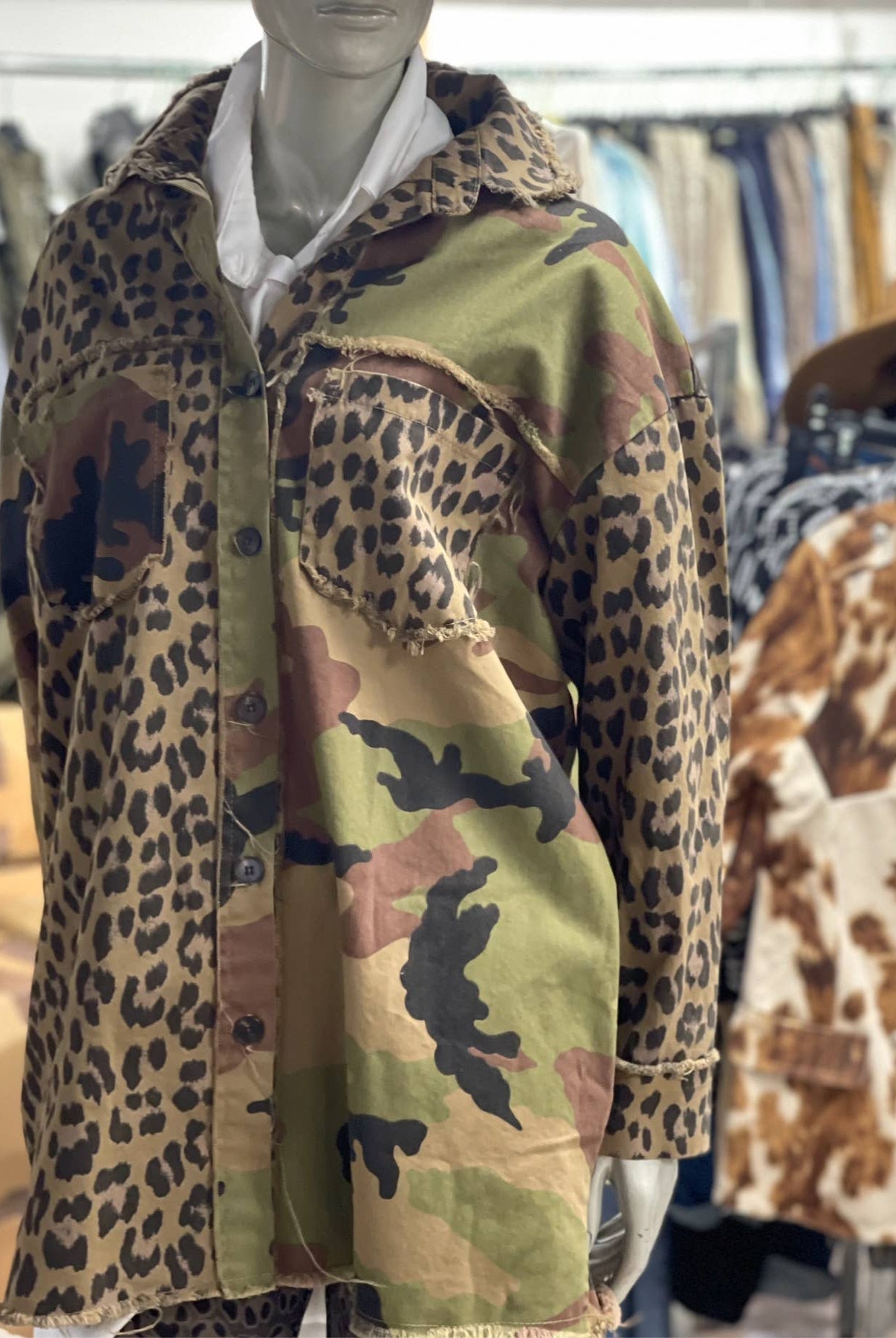 Leopard & Camo Jacket with Pockets-LeParisPetit by I Love Linen-Stuffology - Where Vintage Meets Modern, A Boutique for Real Women in Crosbyton, TX
