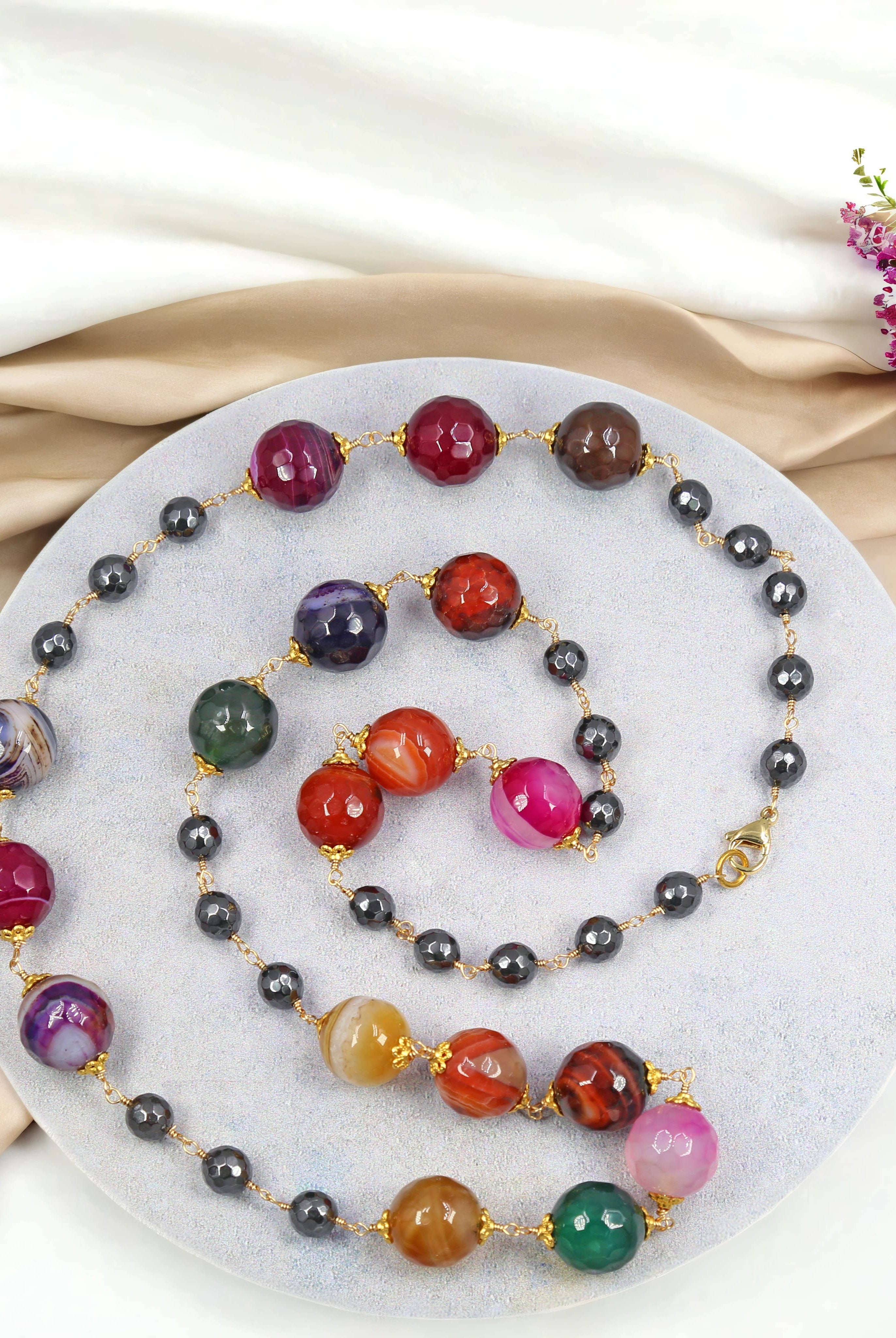 Prism Elegance Agate Necklace-Necklaces-IST Jewelry-Stuffology - Where Vintage Meets Modern, A Boutique for Real Women in Crosbyton, TX