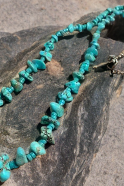 Blue Turquoise nugget 22 inch necklace with turquoise Heishi-necklace-Horse Spirit Studio-Stuffology - Where Vintage Meets Modern, A Boutique for Real Women in Crosbyton, TX