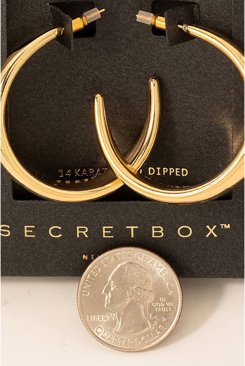 Secret Box Gold Dipped Beveled Hoop Earrings-Earrings-Fame Accessories-Stuffology - Where Vintage Meets Modern, A Boutique for Real Women in Crosbyton, TX