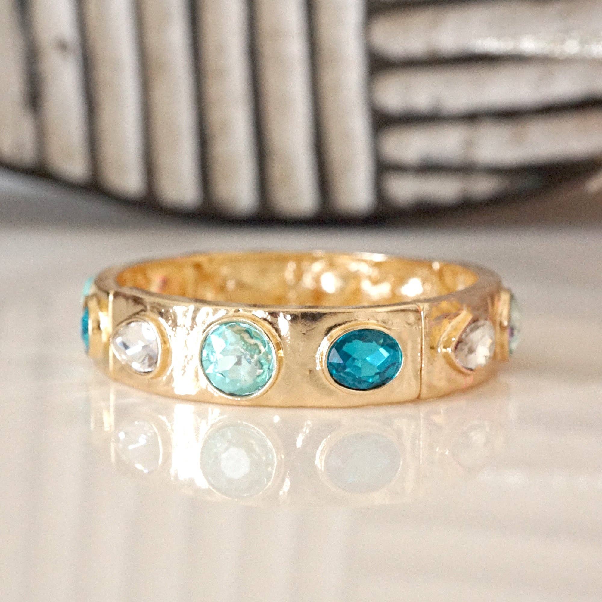 Sparkly Crystal Stretch Bangles – Gold Tone with Color Options-Bracelets-PennyLine inc-Stuffology - Where Vintage Meets Modern, A Boutique for Real Women in Crosbyton, TX