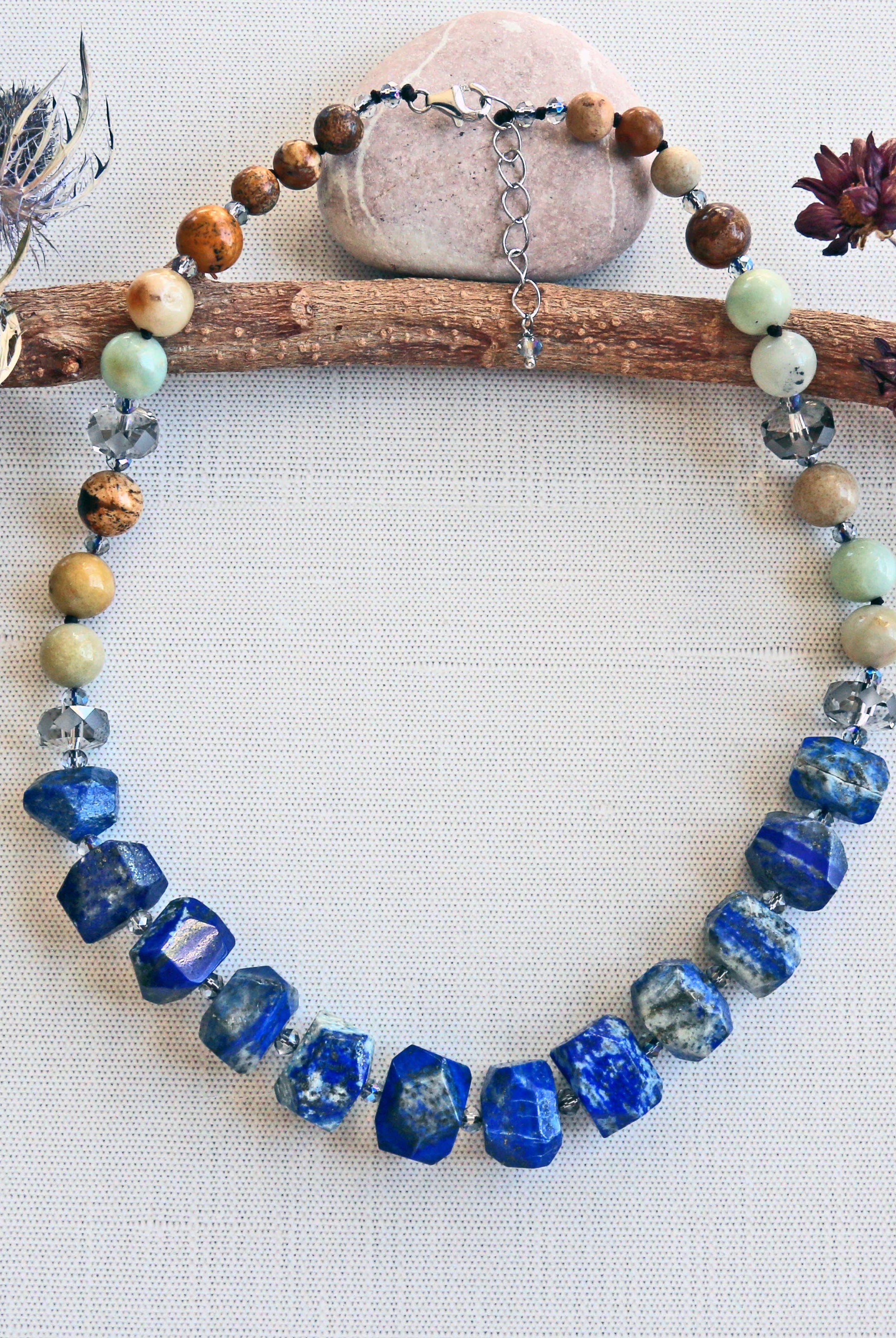 Lapis Lazuli Nugget Mixed Stone Necklace-IST Jewelry-Stuffology - Where Vintage Meets Modern, A Boutique for Real Women in Crosbyton, TX