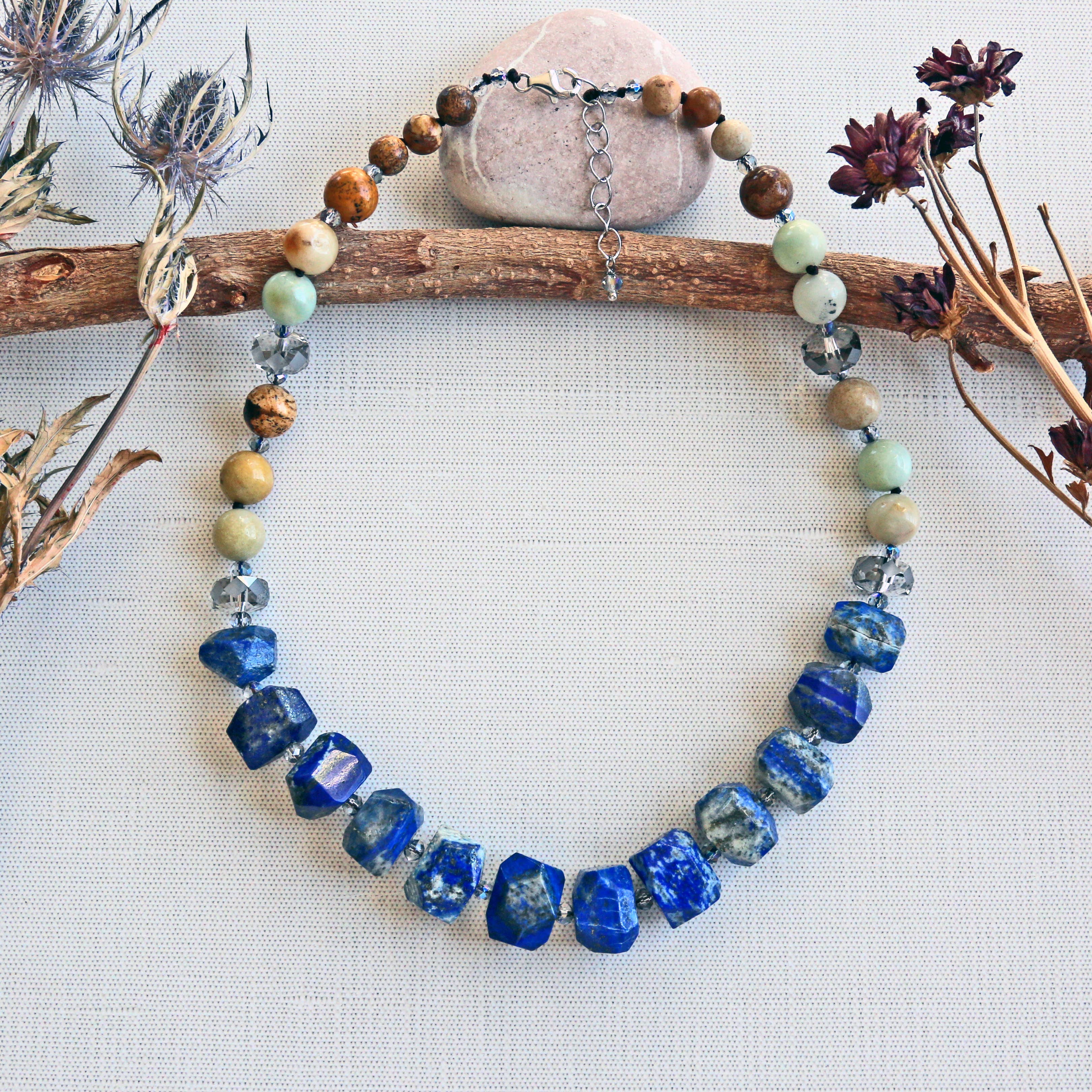 Lapis Lazuli Nugget Mixed Stone Necklace-IST Jewelry-Stuffology - Where Vintage Meets Modern, A Boutique for Real Women in Crosbyton, TX