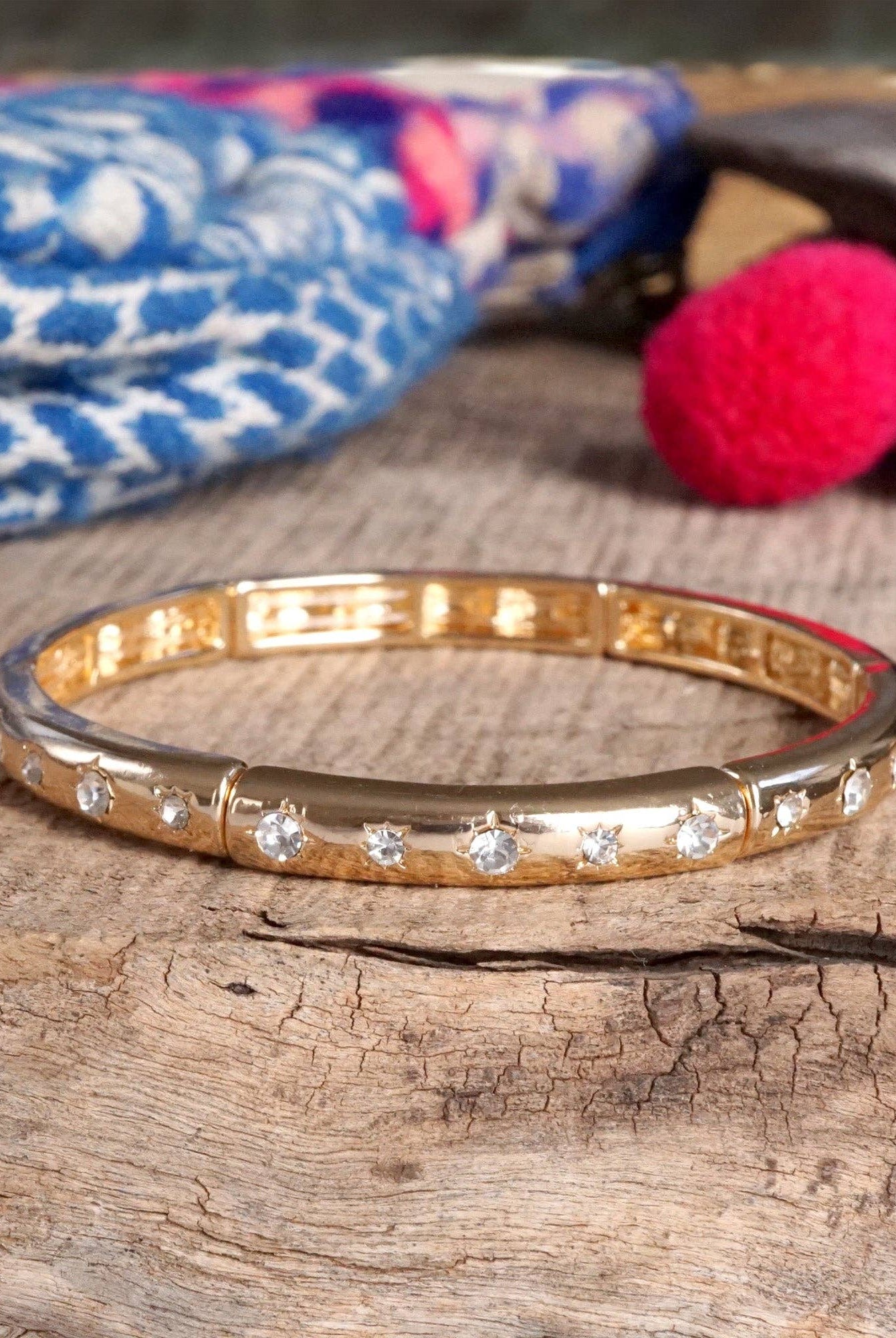 Gold-Tone Eternity Stretch Bangle – Pearls, Turquoise, or Crystals-Bracelets-PennyLine inc-Stuffology - Where Vintage Meets Modern, A Boutique for Real Women in Crosbyton, TX