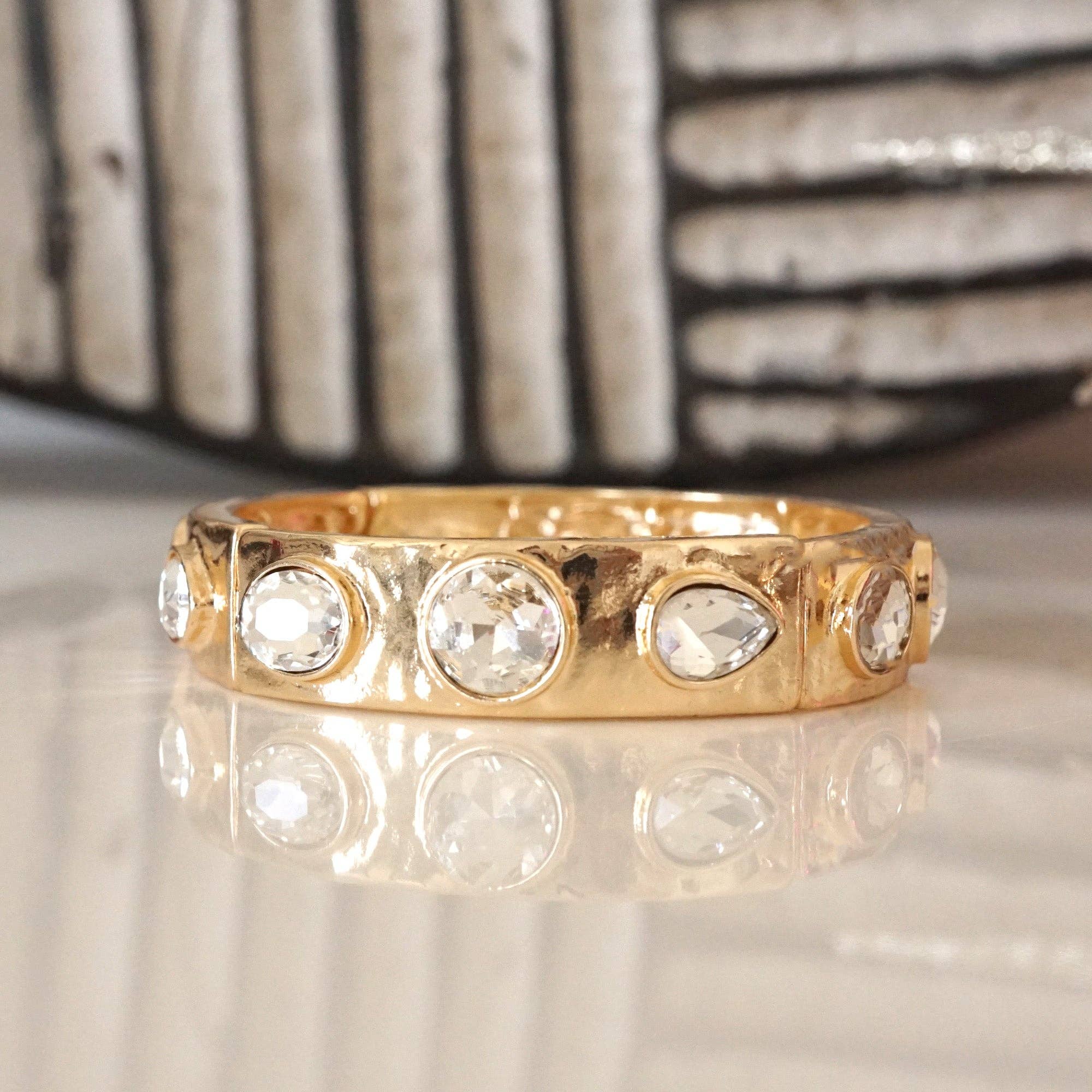 Sparkly Crystal Stretch Bangles – Gold Tone with Color Options-Bracelets-PennyLine inc-Stuffology - Where Vintage Meets Modern, A Boutique for Real Women in Crosbyton, TX